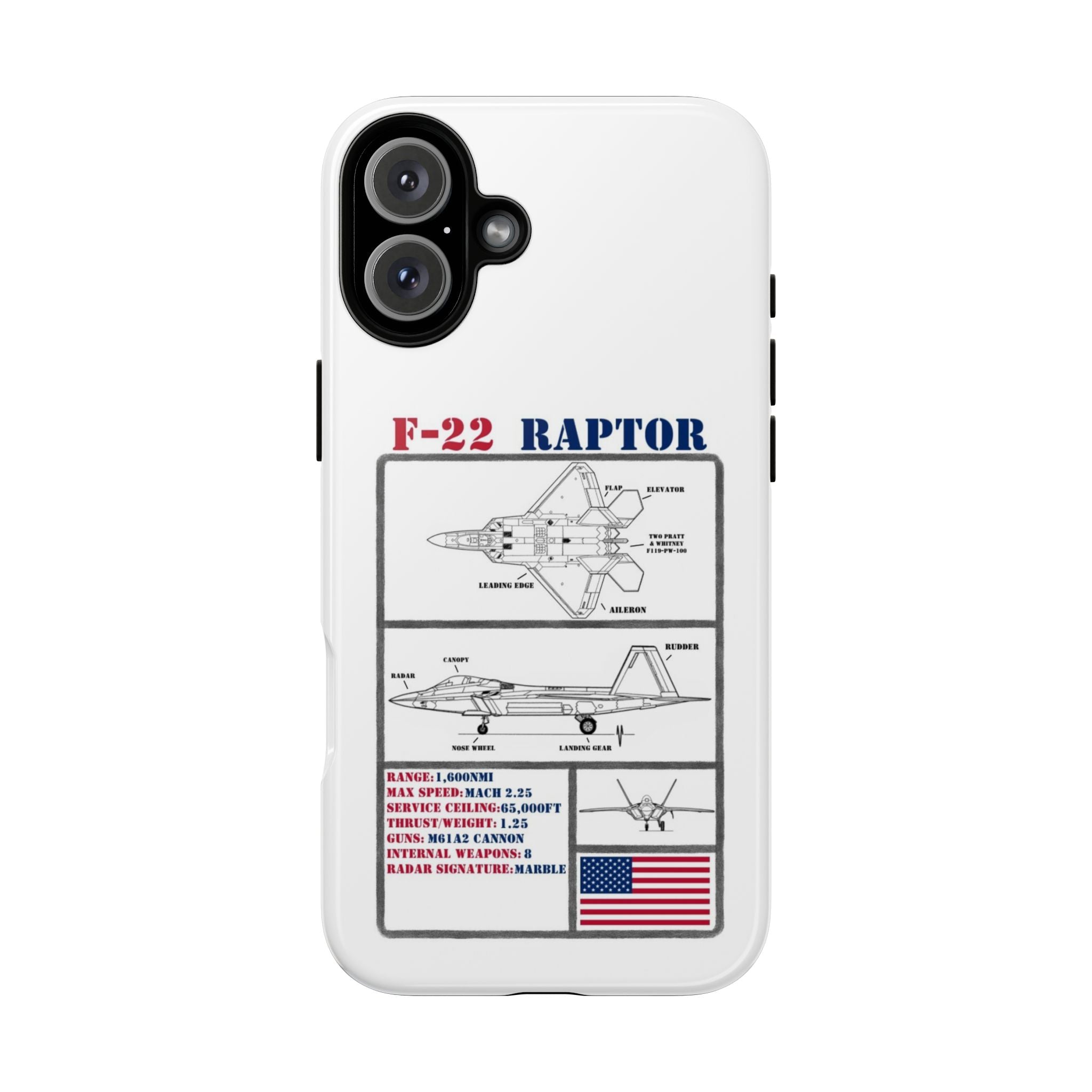 F-22 Raptor Schematic edition phone case (USAF Colour-Way)
