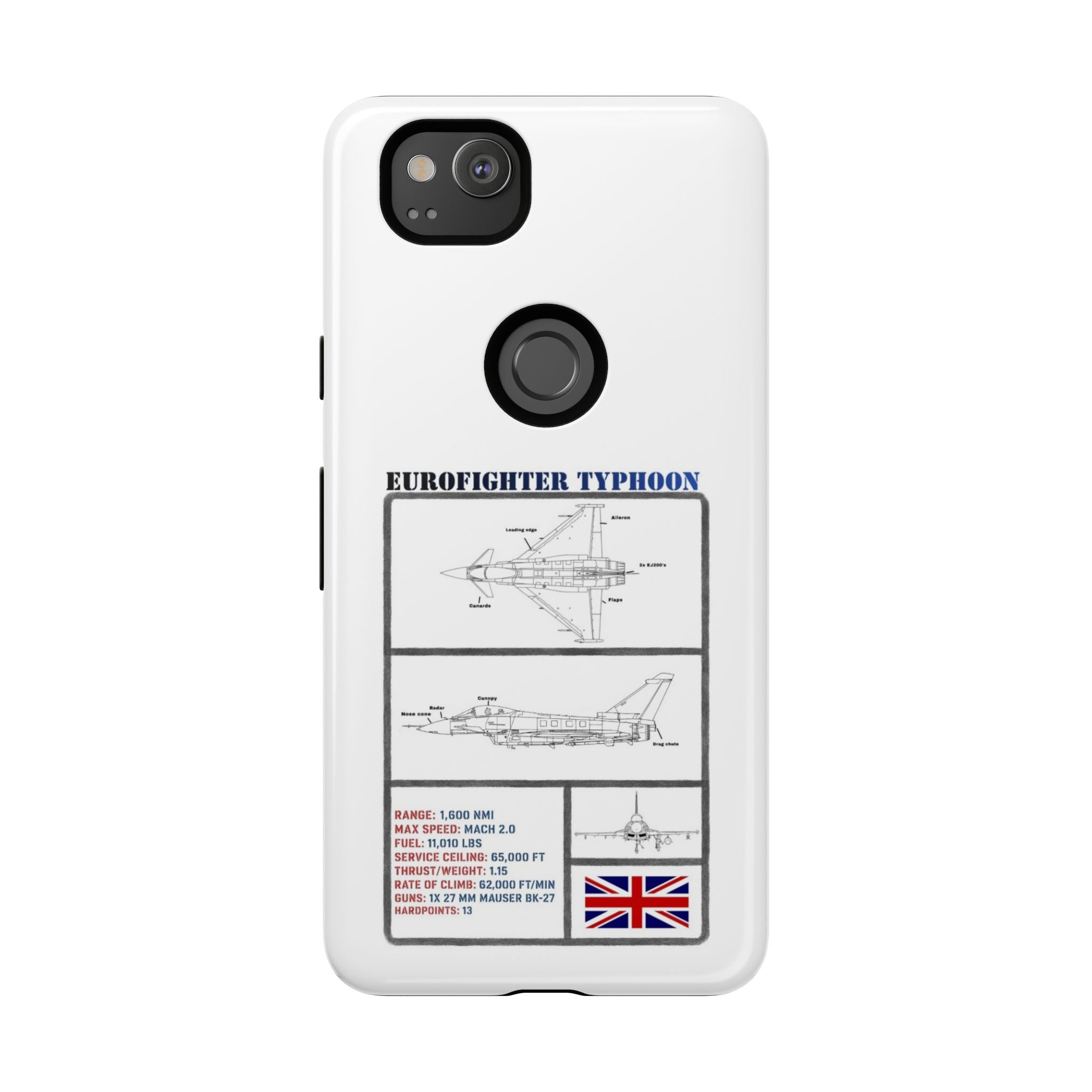 Eurofighter typhoon Schematic edition phone case (RAF Colour-Way)