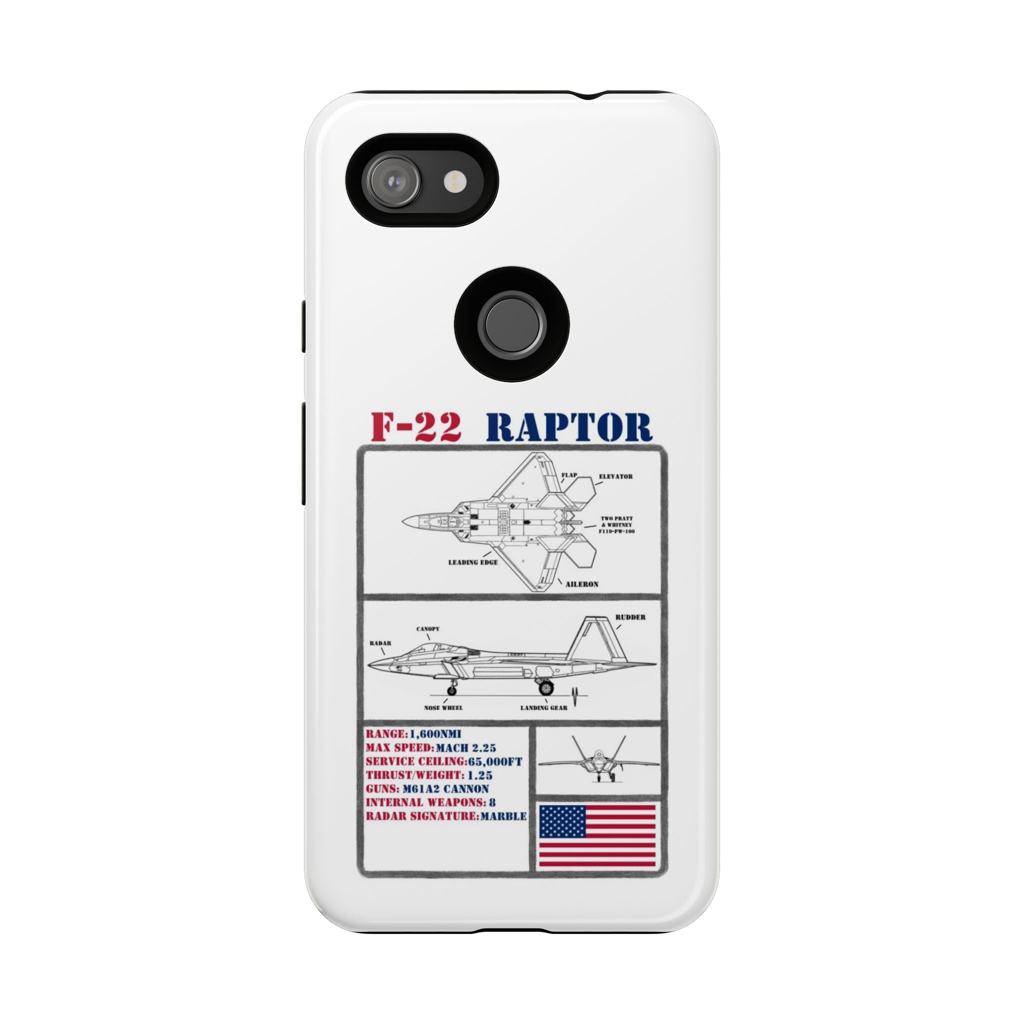 F-22 Raptor Schematic edition phone case (USAF Colour-Way)