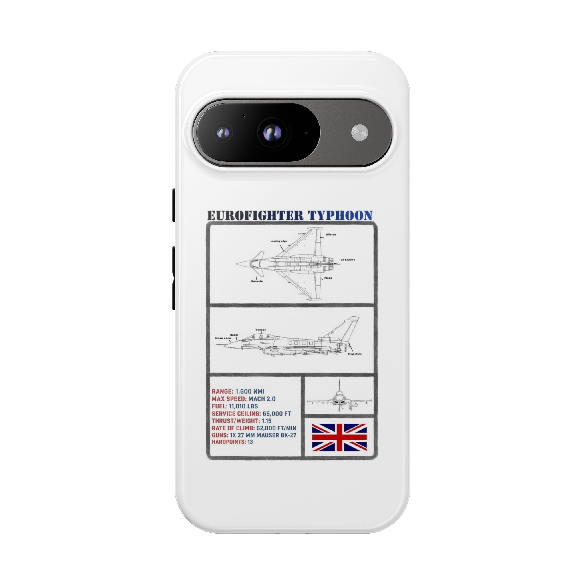 Eurofighter typhoon Schematic edition phone case (RAF Colour-Way)