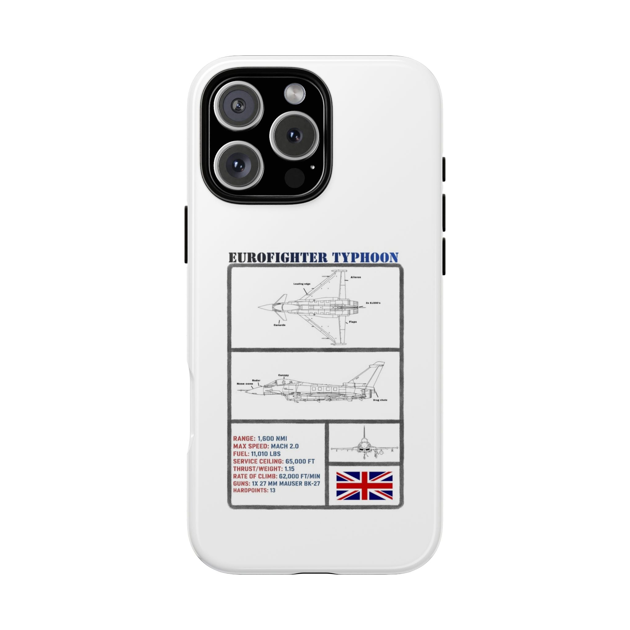 Eurofighter typhoon Schematic edition phone case (RAF Colour-Way)