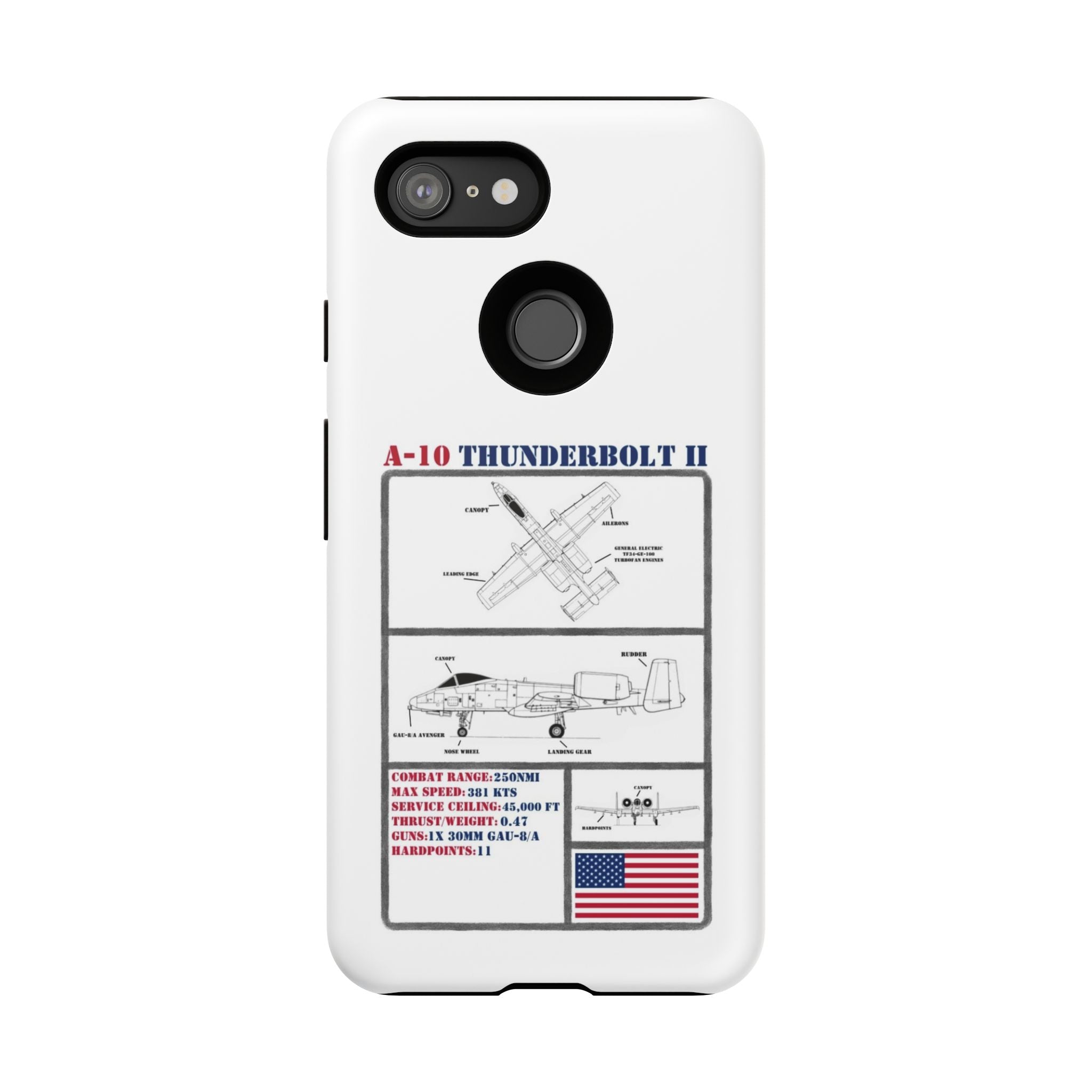 A-10 Thunderbolt Schematic edition phone case (USAF Colour-Way)
