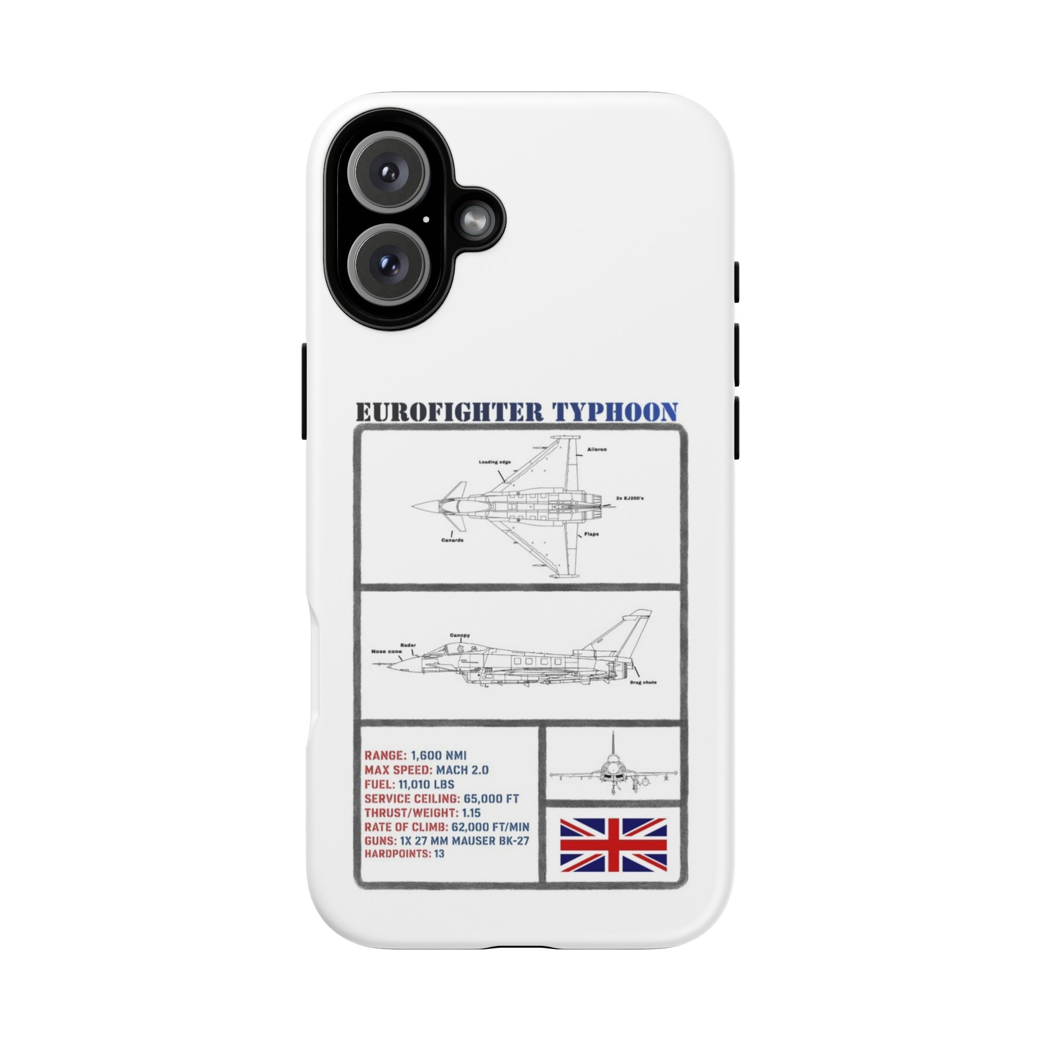 Eurofighter typhoon Schematic edition phone case (RAF Colour-Way)