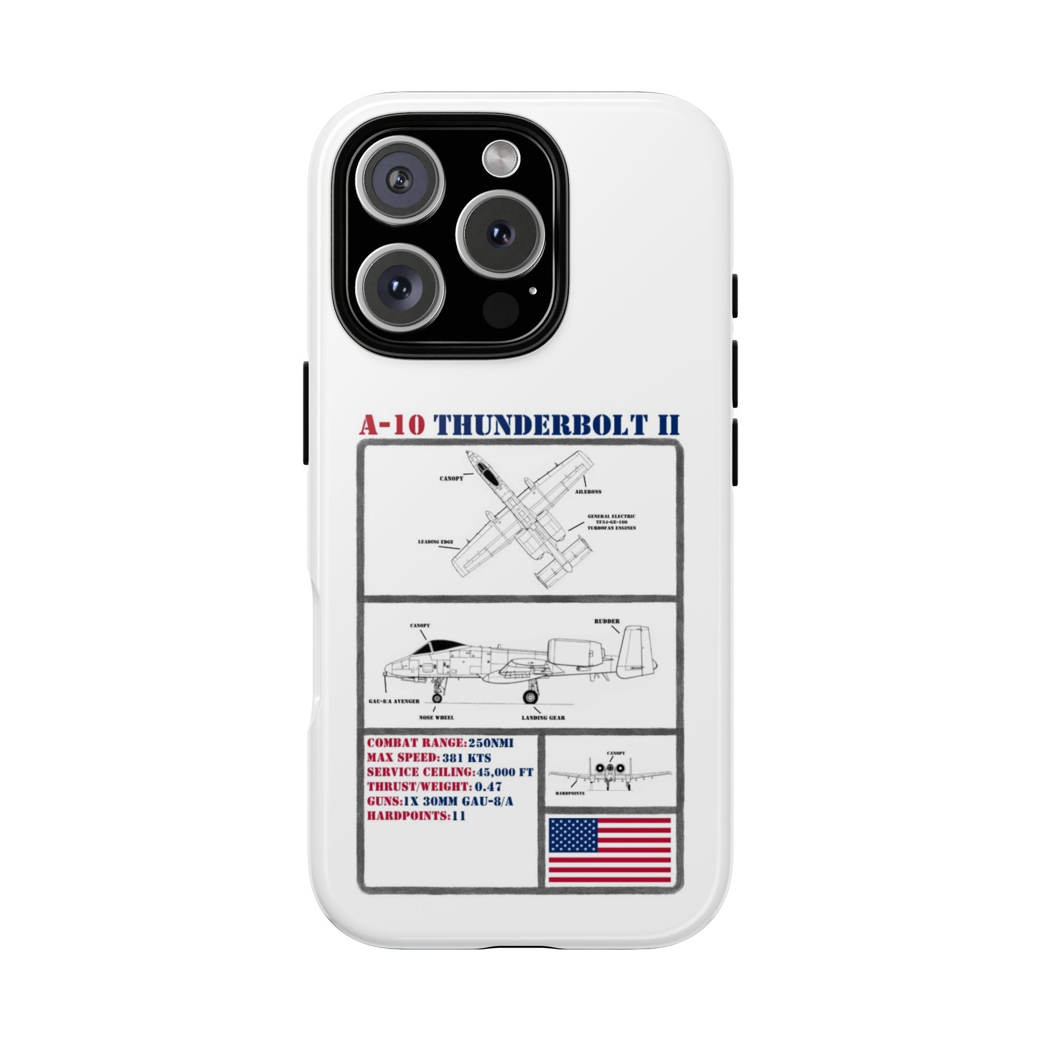 A-10 Thunderbolt Schematic edition phone case (USAF Colour-Way)