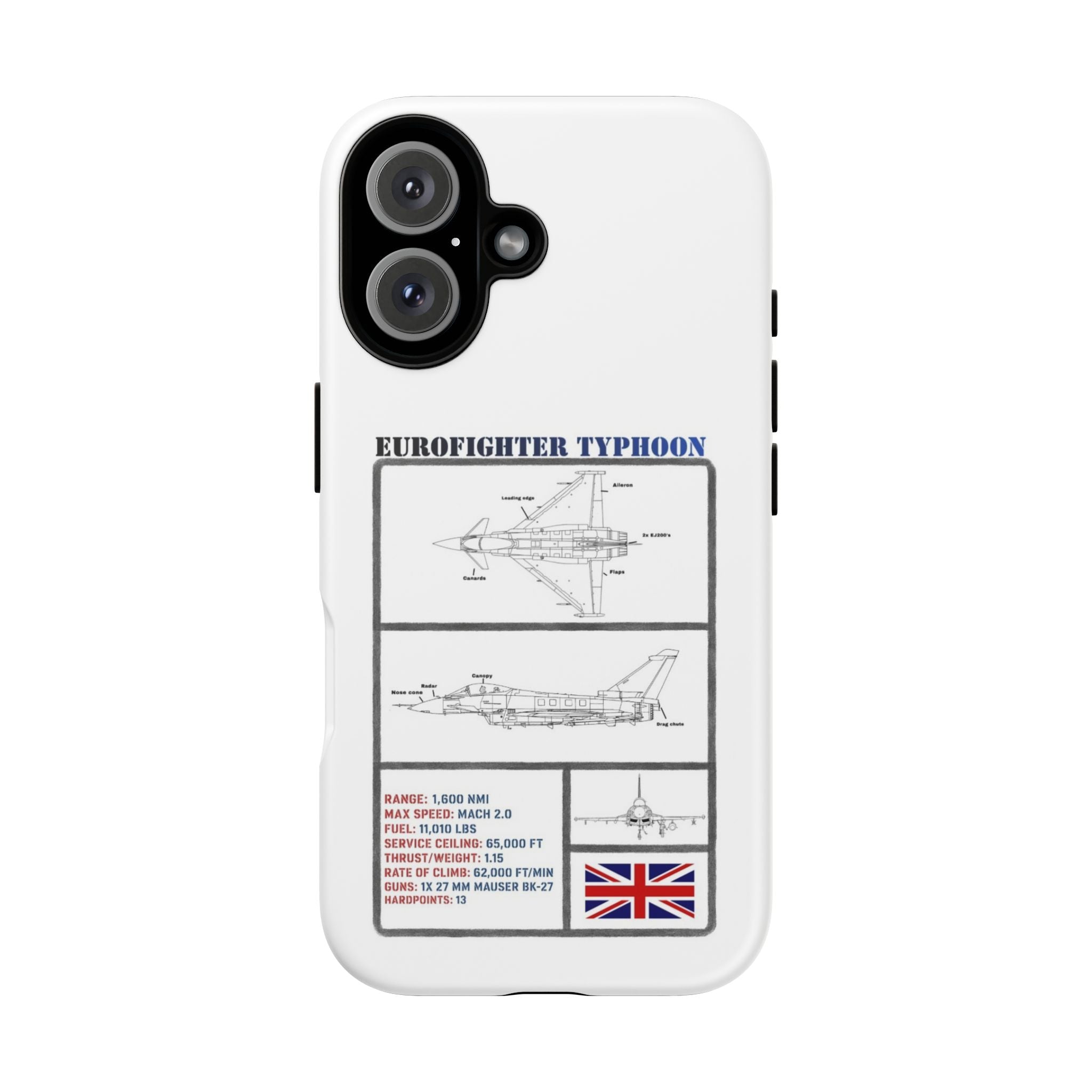Eurofighter typhoon Schematic edition phone case (RAF Colour-Way)