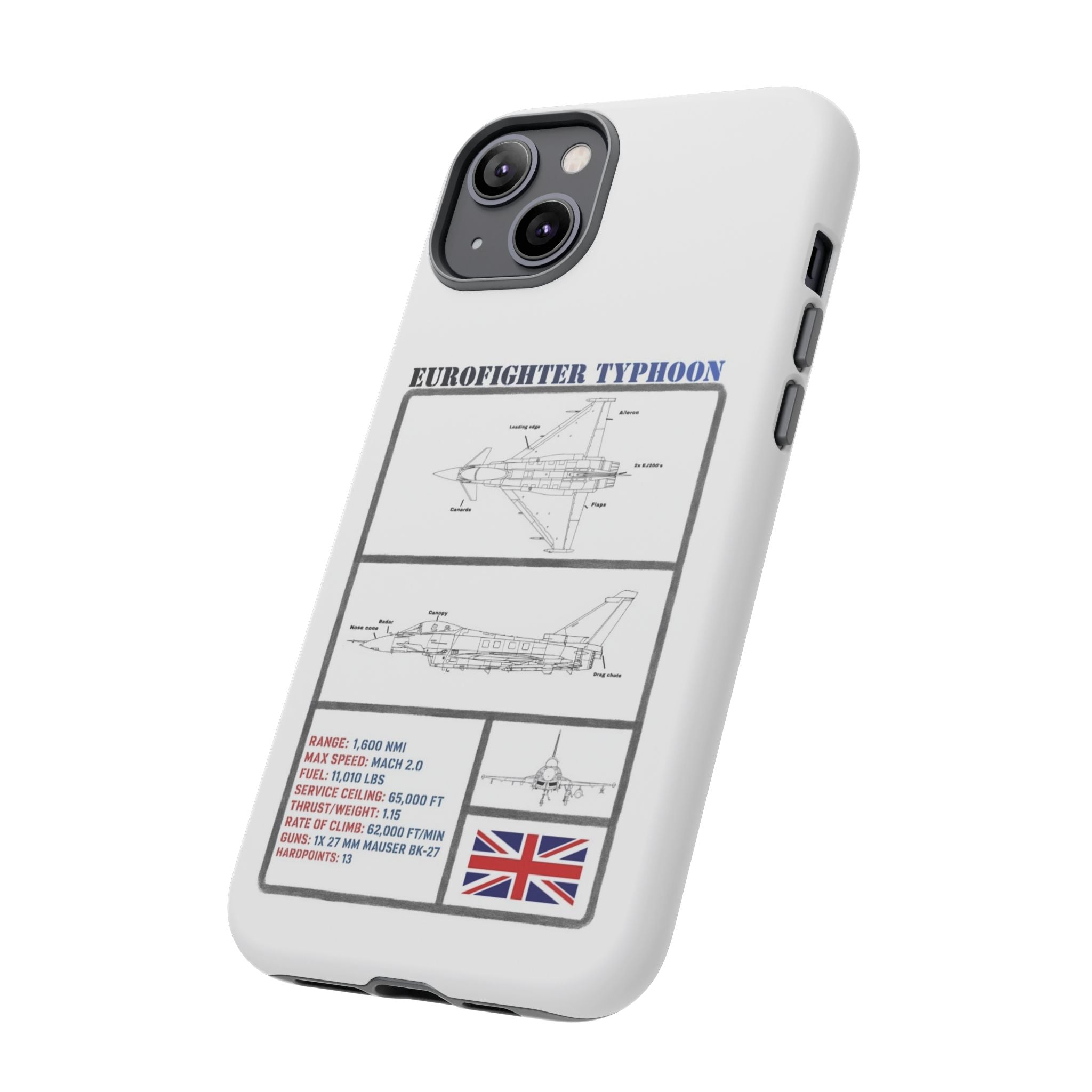 Eurofighter typhoon Schematic edition phone case (RAF Colour-Way)