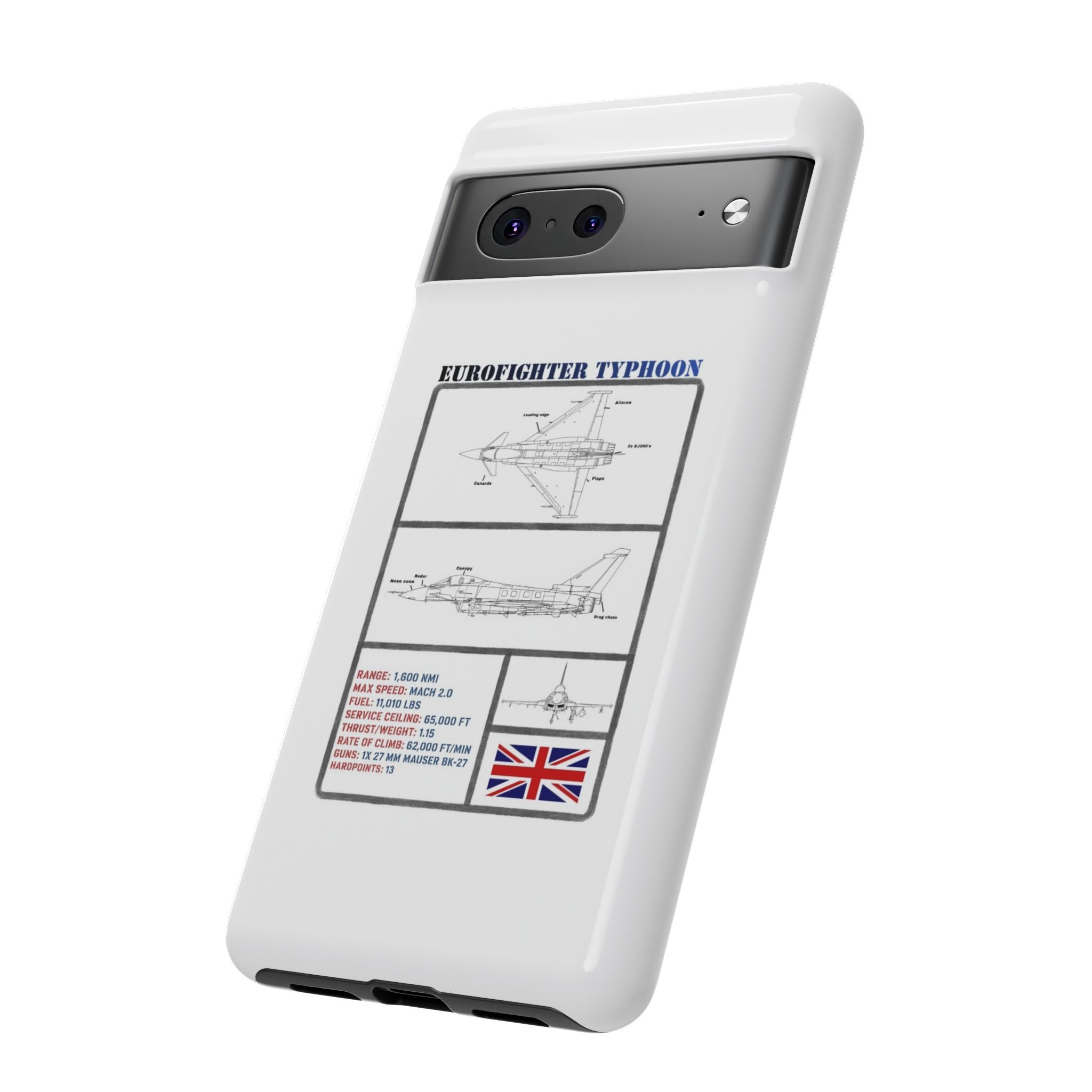 Eurofighter typhoon Schematic edition phone case (RAF Colour-Way)