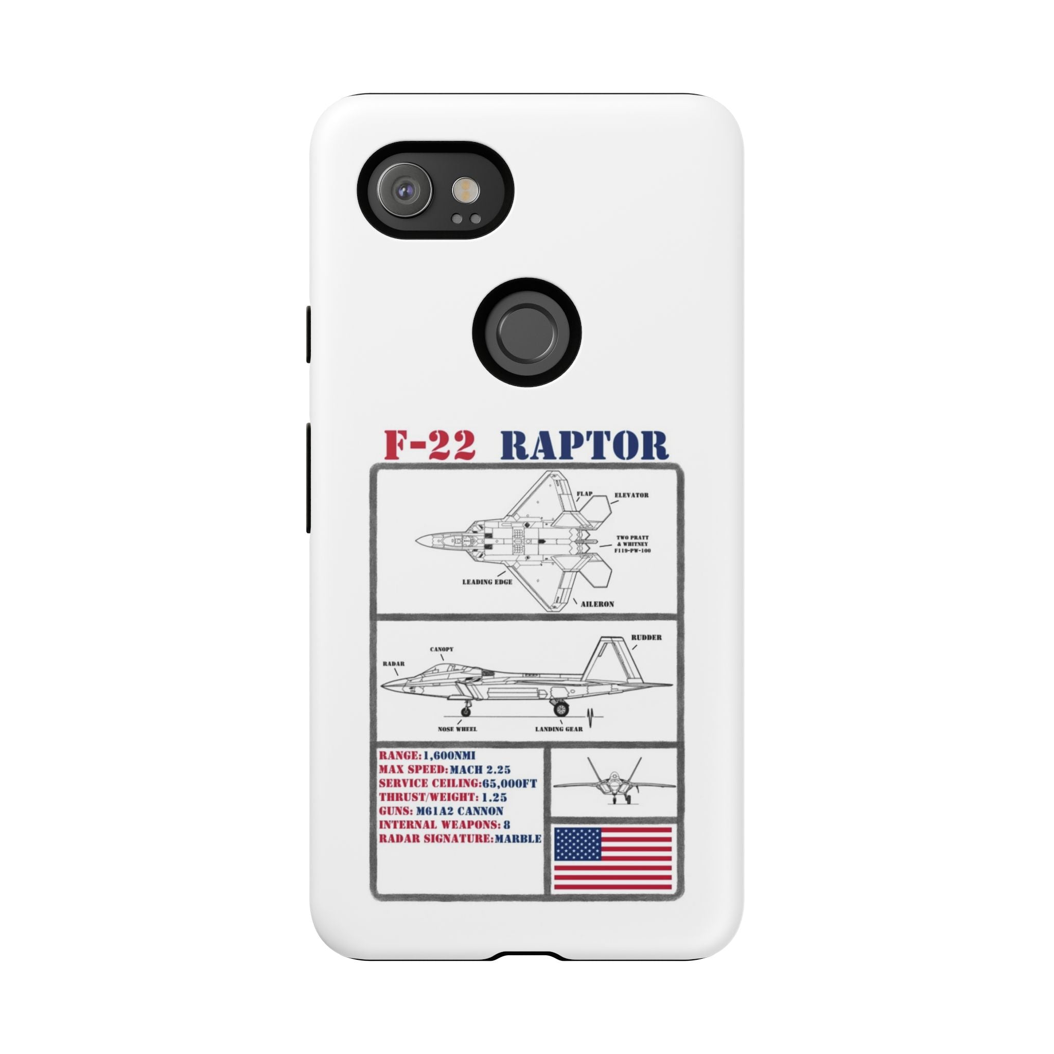 F-22 Raptor Schematic edition phone case (USAF Colour-Way)