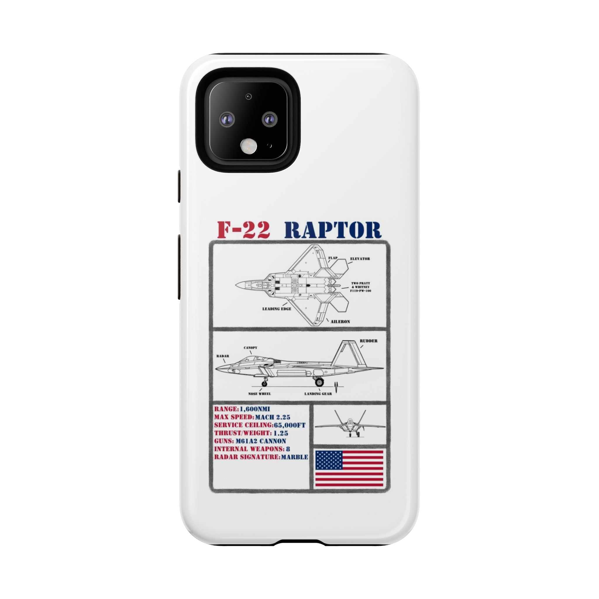 F-22 Raptor Schematic edition phone case (USAF Colour-Way)