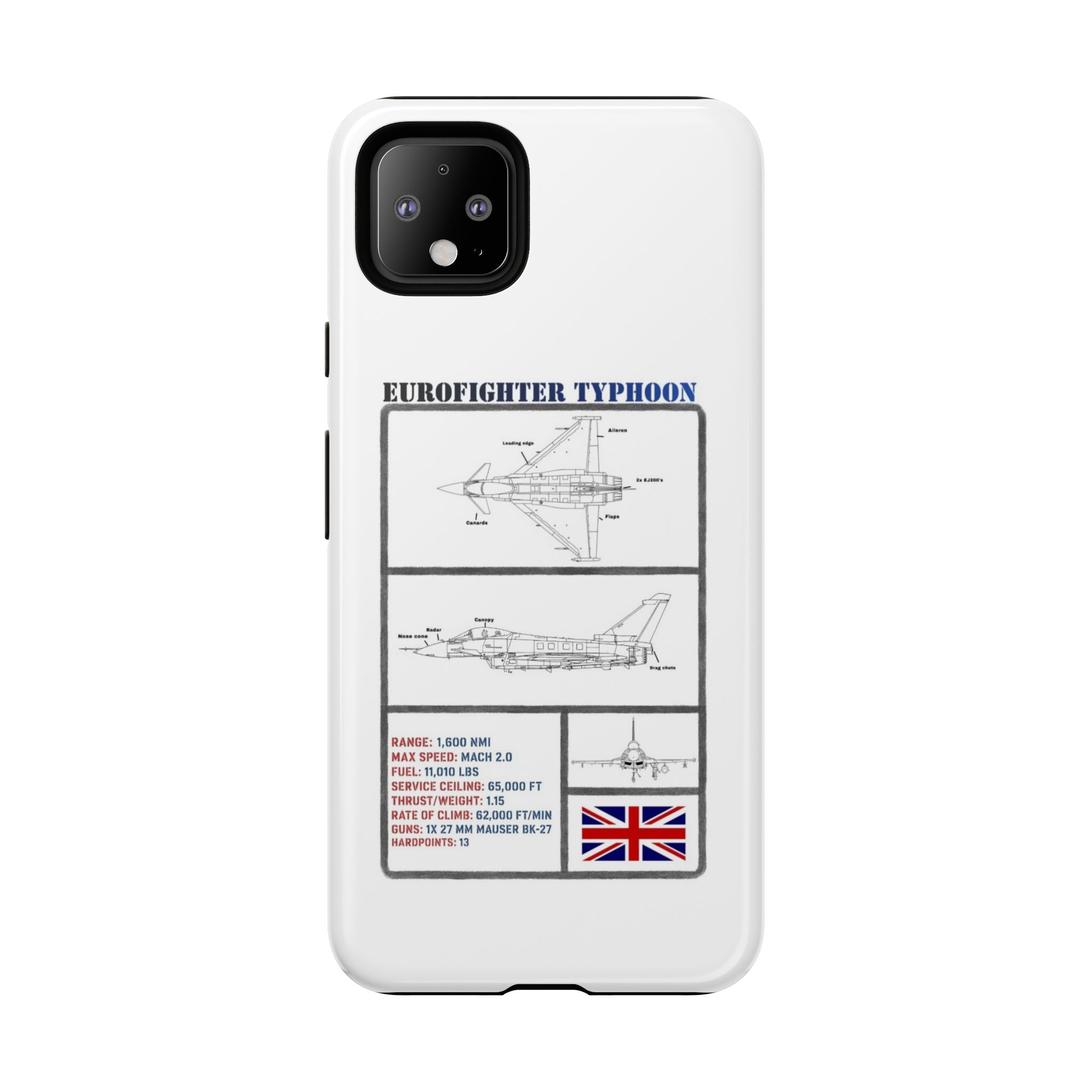 Eurofighter typhoon Schematic edition phone case (RAF Colour-Way)