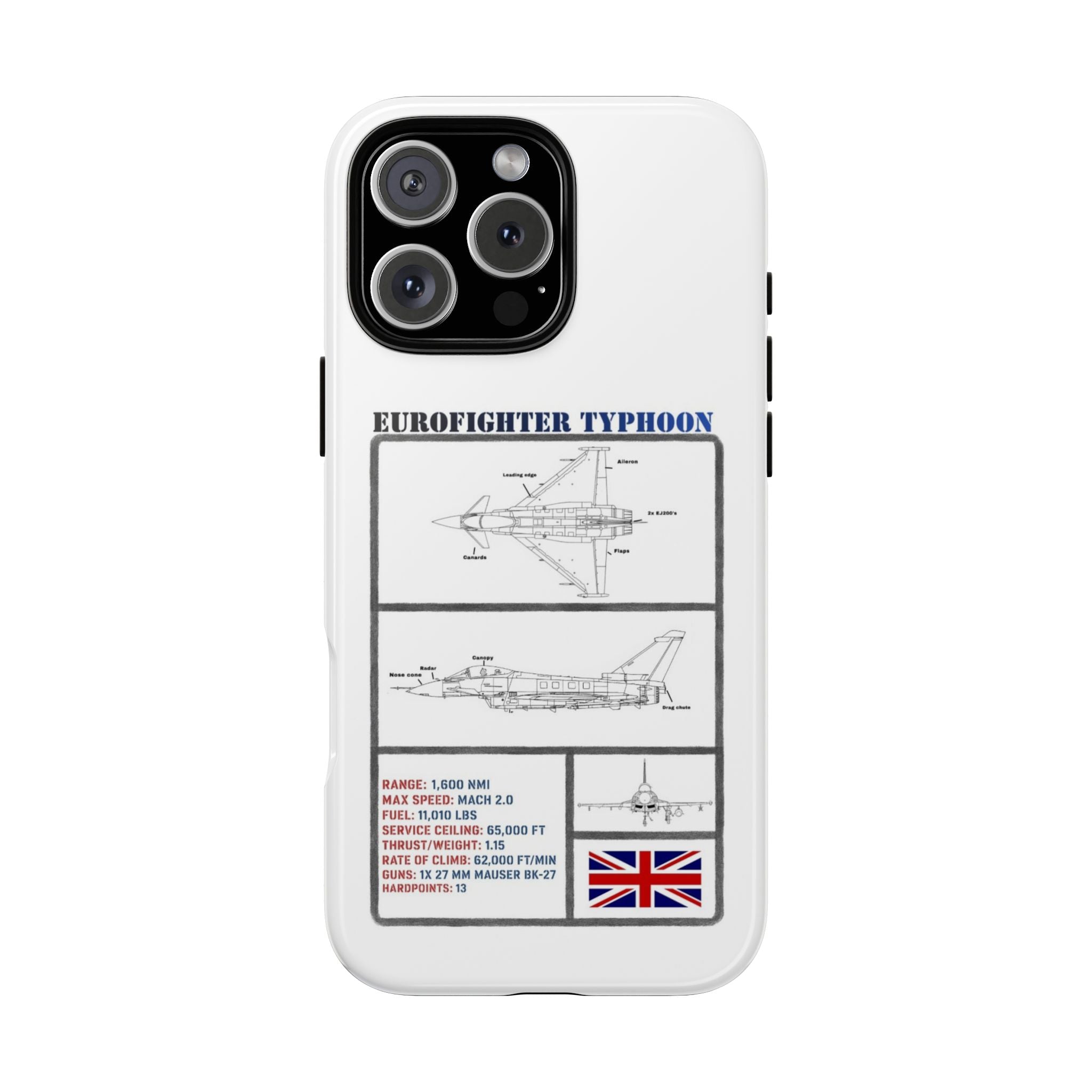 Eurofighter typhoon Schematic edition phone case (RAF Colour-Way)