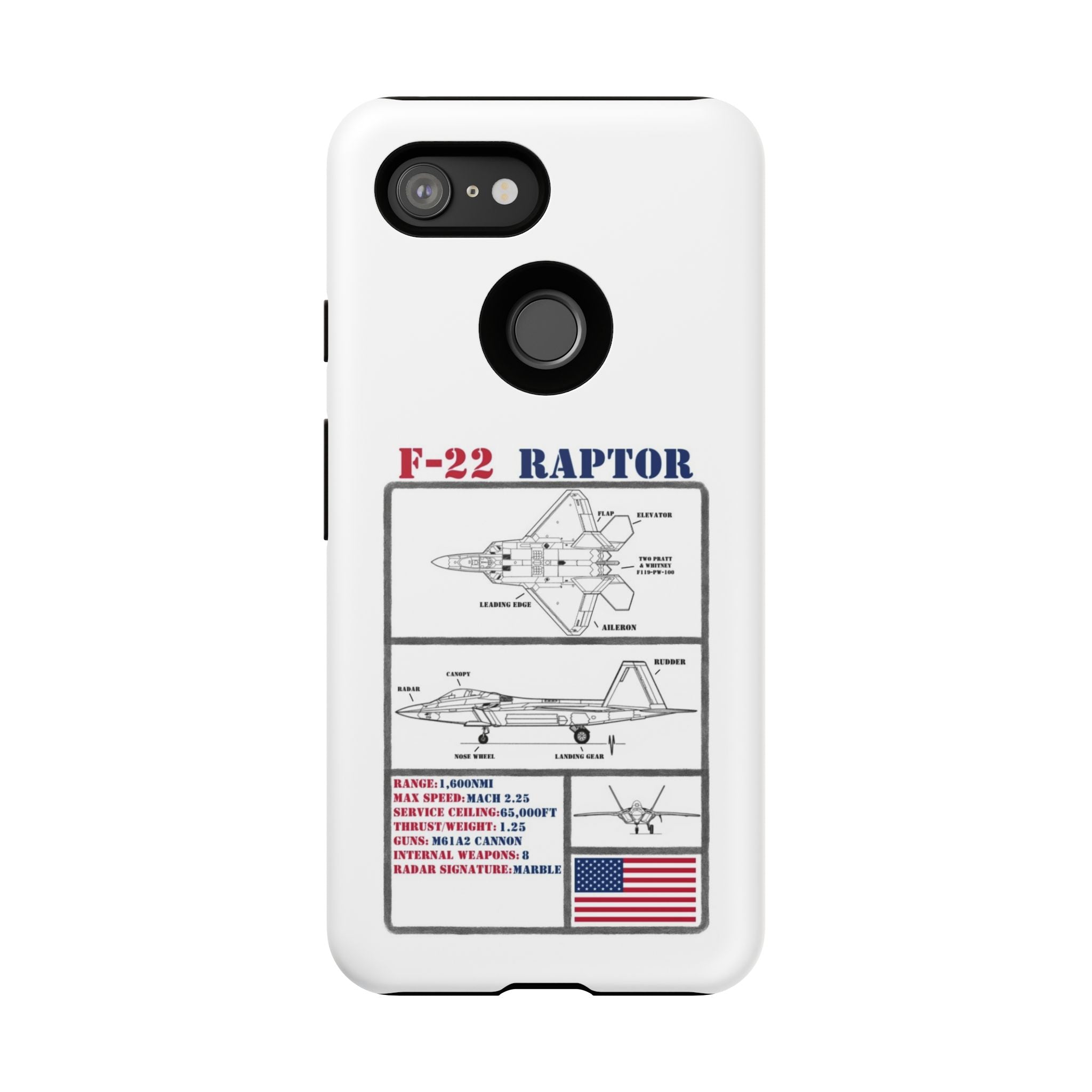 F-22 Raptor Schematic edition phone case (USAF Colour-Way)