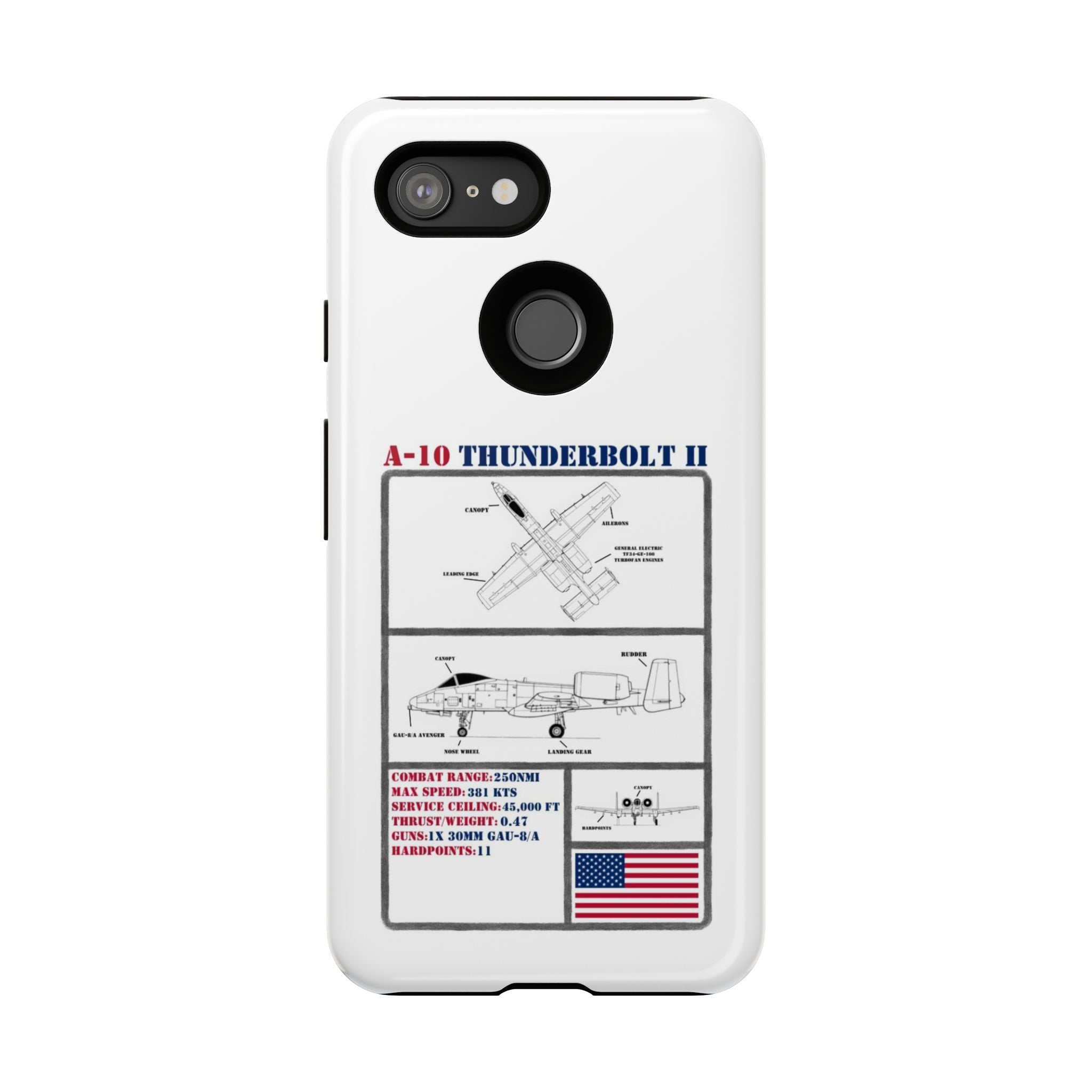 A-10 Thunderbolt Schematic edition phone case (USAF Colour-Way)