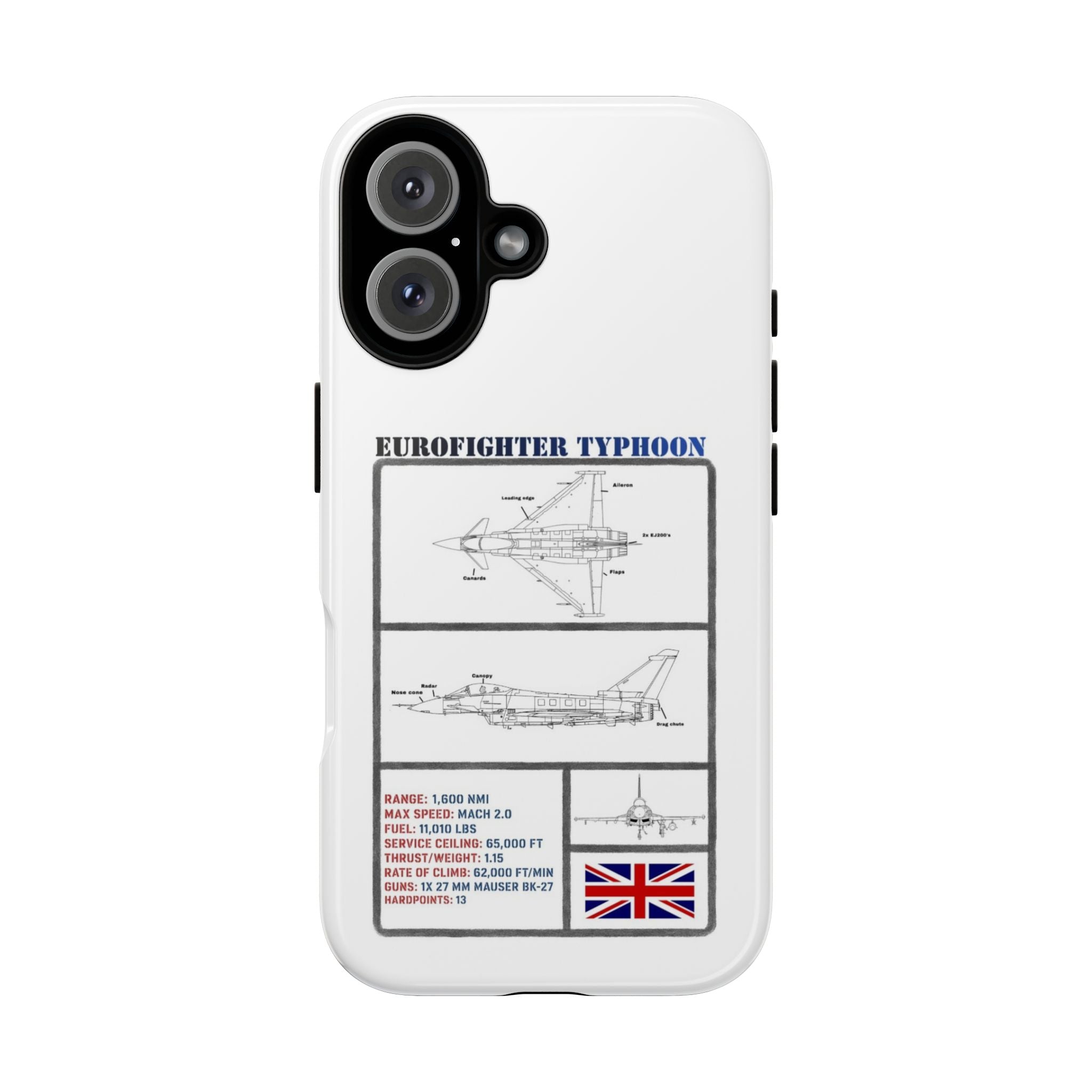 Eurofighter typhoon Schematic edition phone case (RAF Colour-Way)