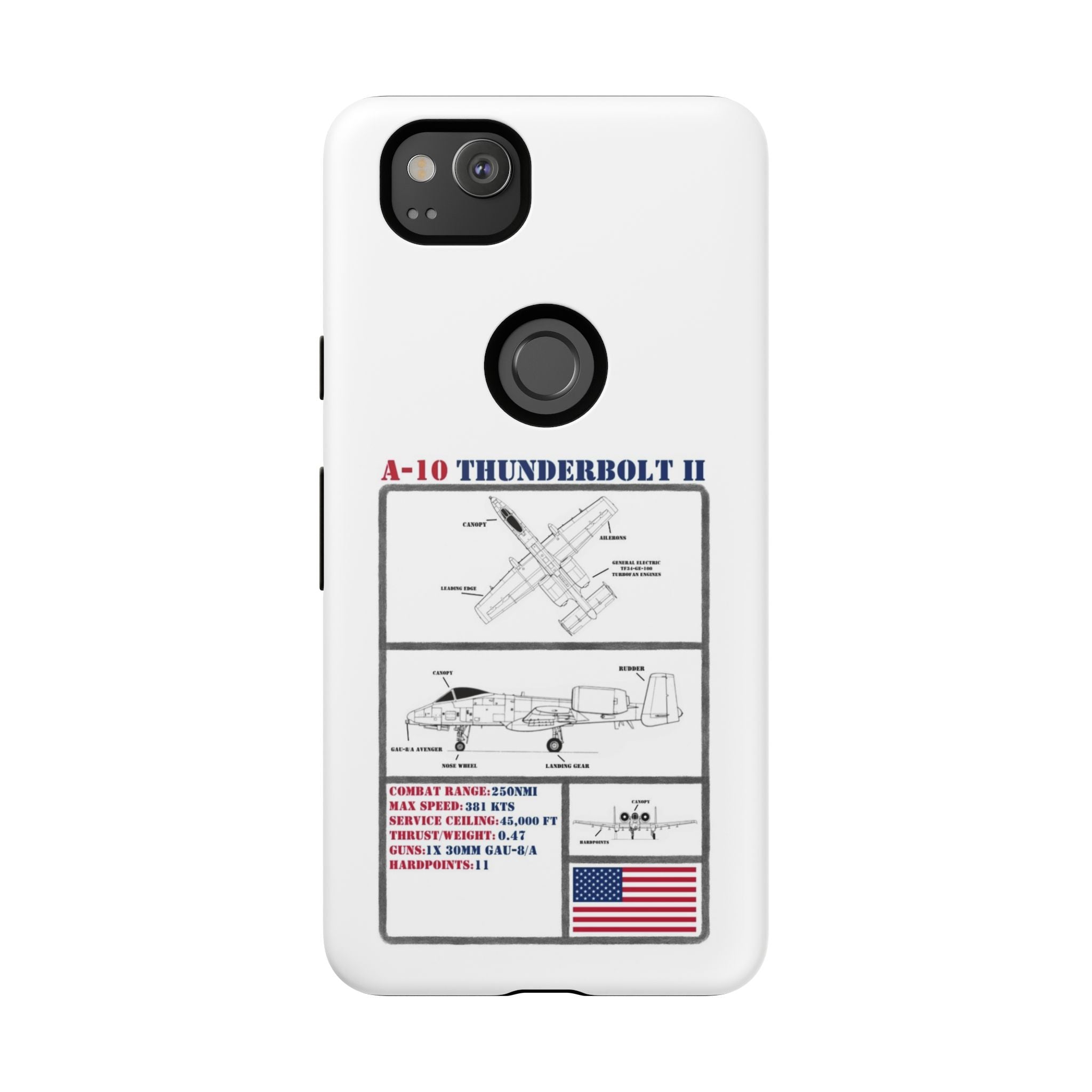 A-10 Thunderbolt Schematic edition phone case (USAF Colour-Way)