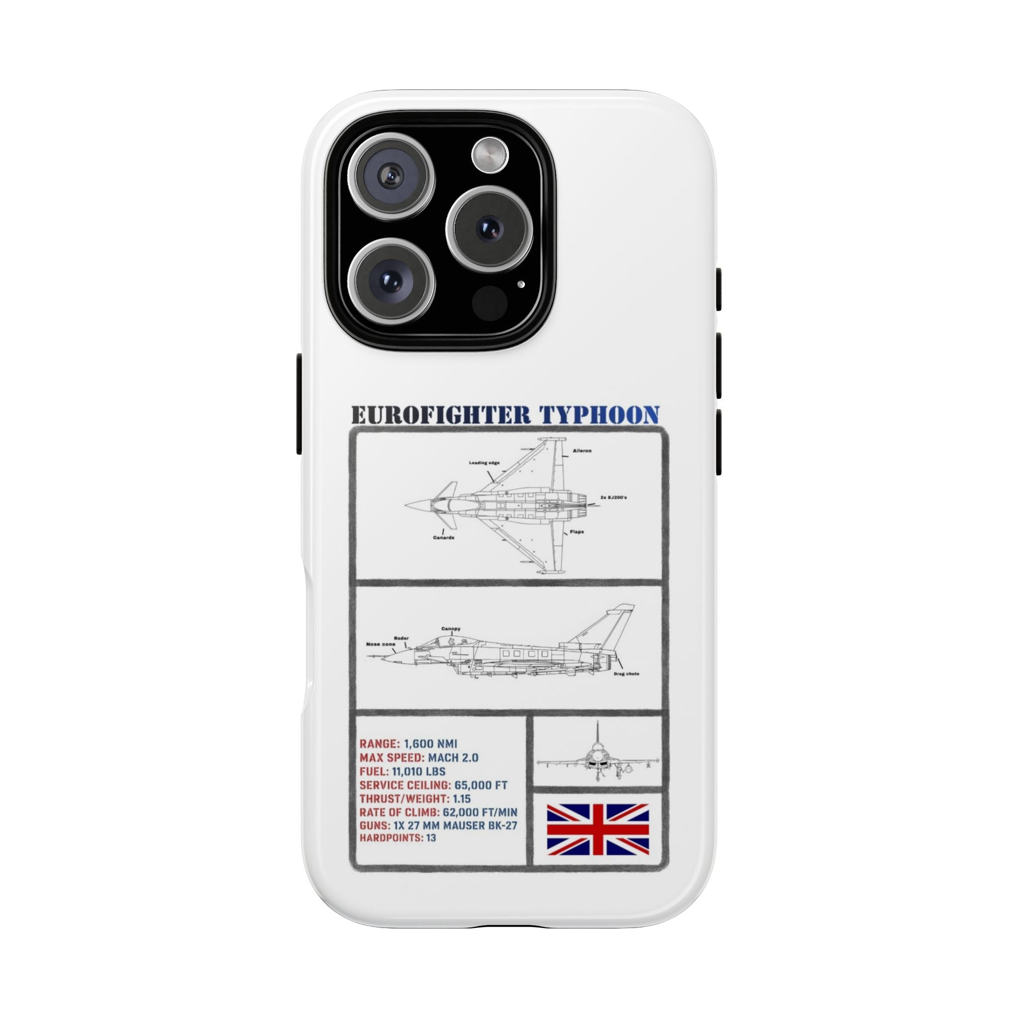 Eurofighter typhoon Schematic edition phone case (RAF Colour-Way)