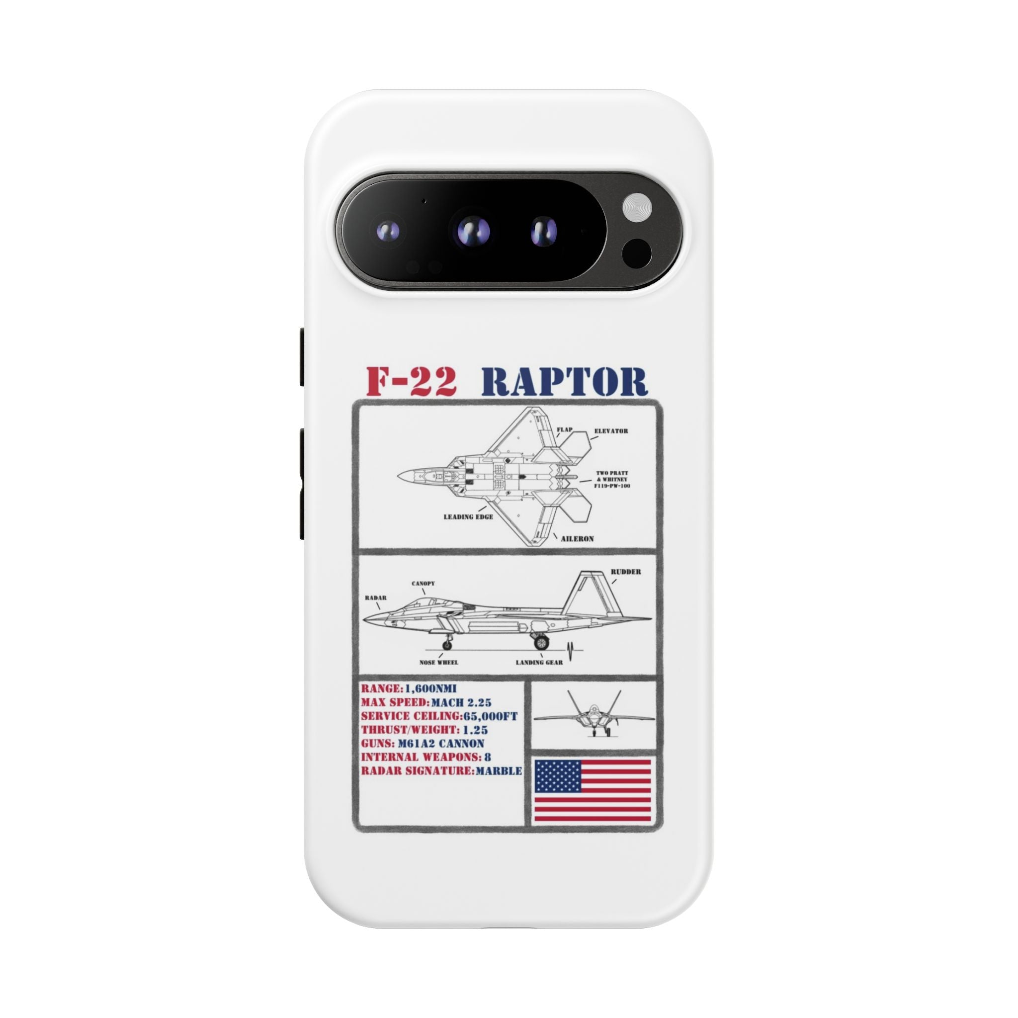 F-22 Raptor Schematic edition phone case (USAF Colour-Way)