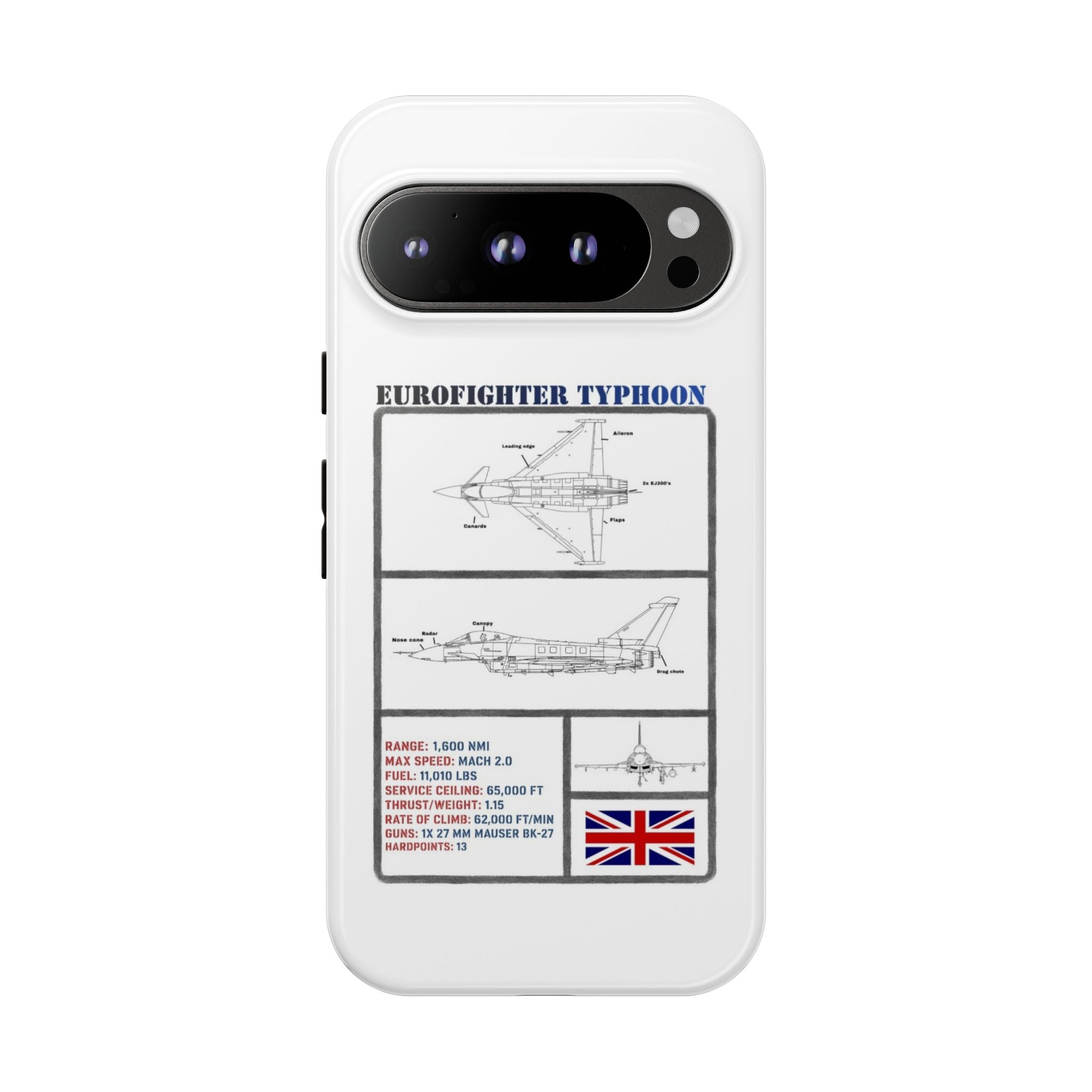 Eurofighter typhoon Schematic edition phone case (RAF Colour-Way)