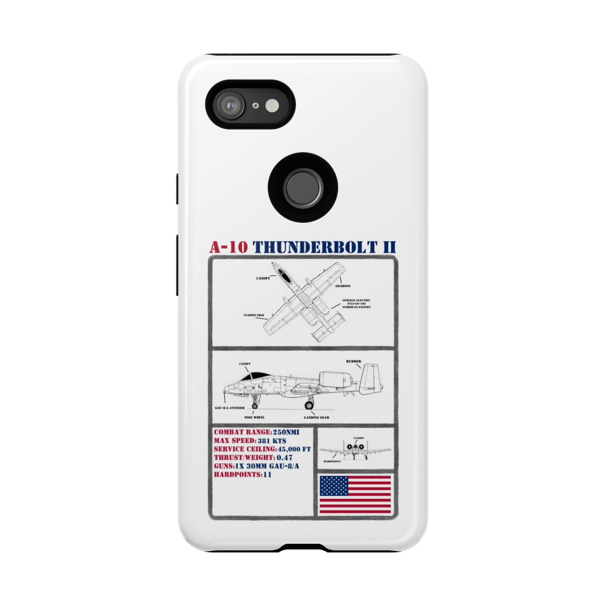 A-10 Thunderbolt Schematic edition phone case (USAF Colour-Way)