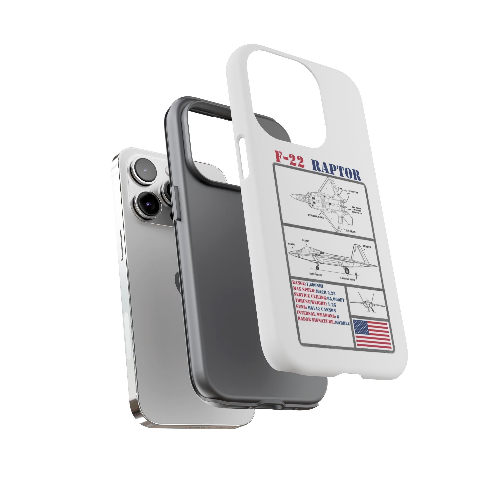 F-22 Raptor Schematic edition phone case (USAF Colour-Way)