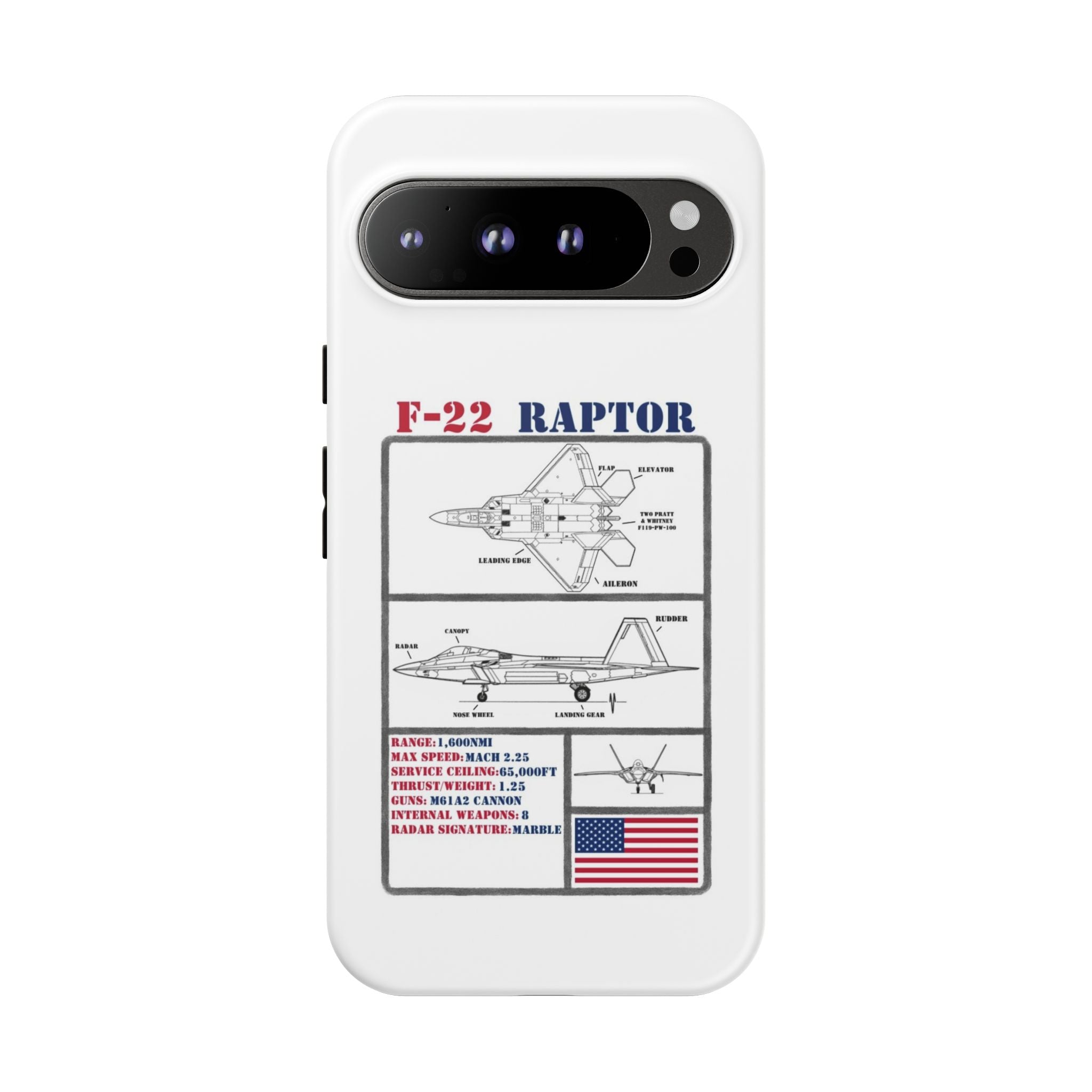 F-22 Raptor Schematic edition phone case (USAF Colour-Way)