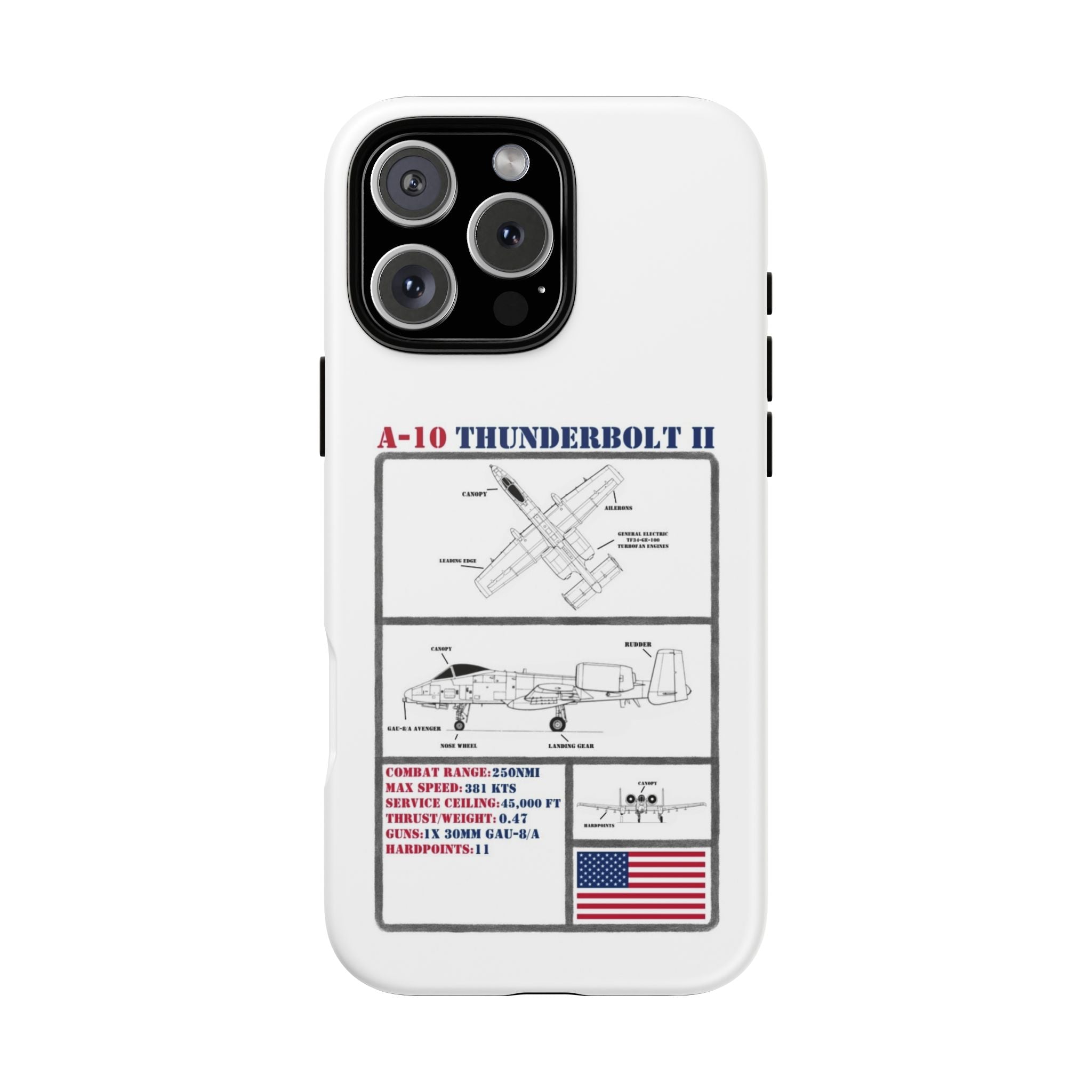 A-10 Thunderbolt Schematic edition phone case (USAF Colour-Way)