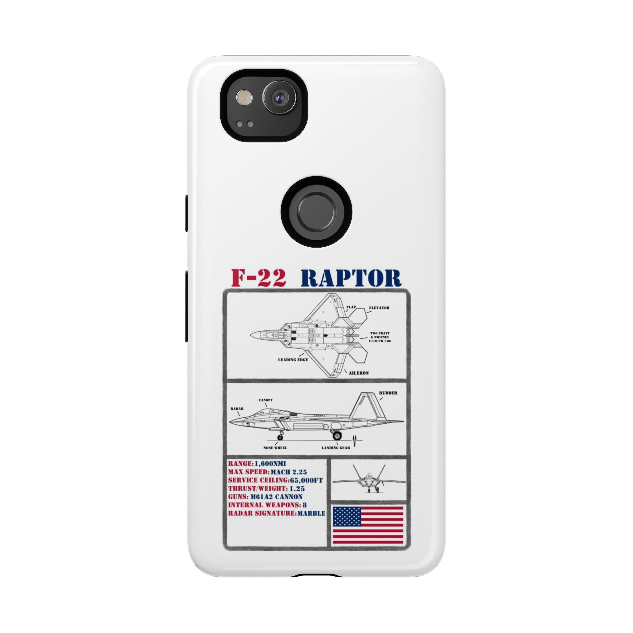 F-22 Raptor Schematic edition phone case (USAF Colour-Way)