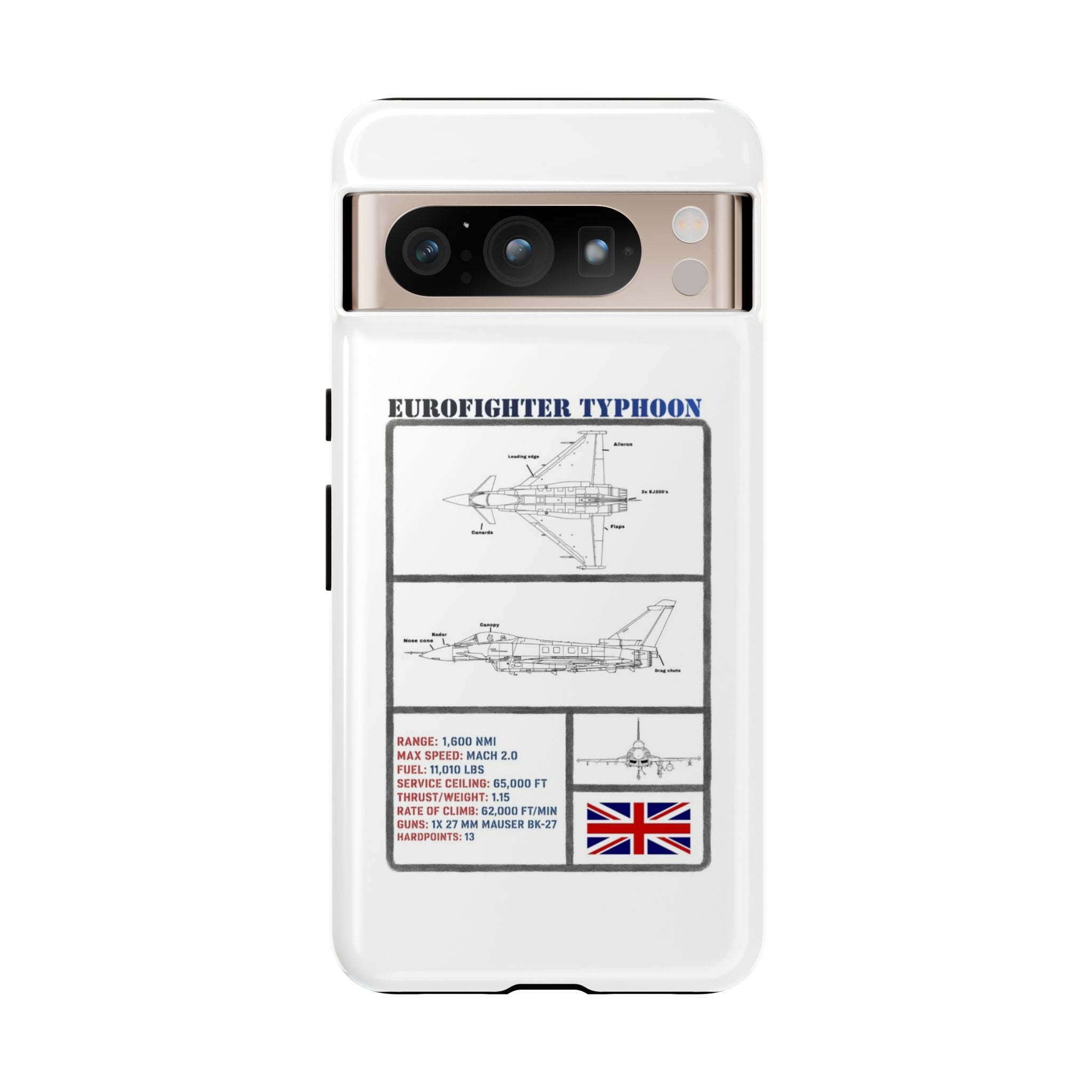 Eurofighter typhoon Schematic edition phone case (RAF Colour-Way)