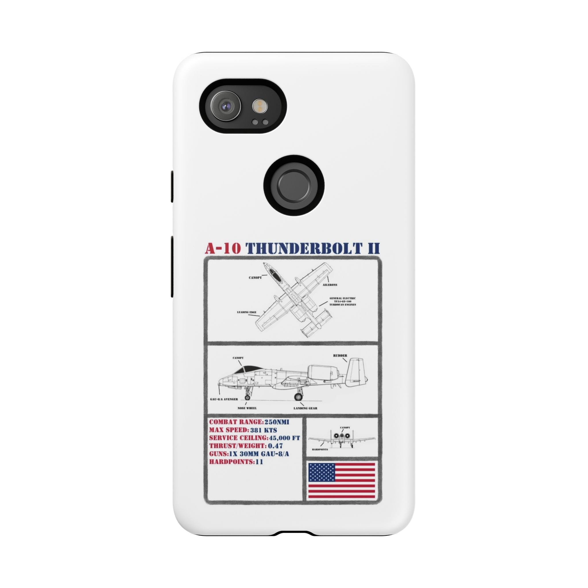 A-10 Thunderbolt Schematic edition phone case (USAF Colour-Way)
