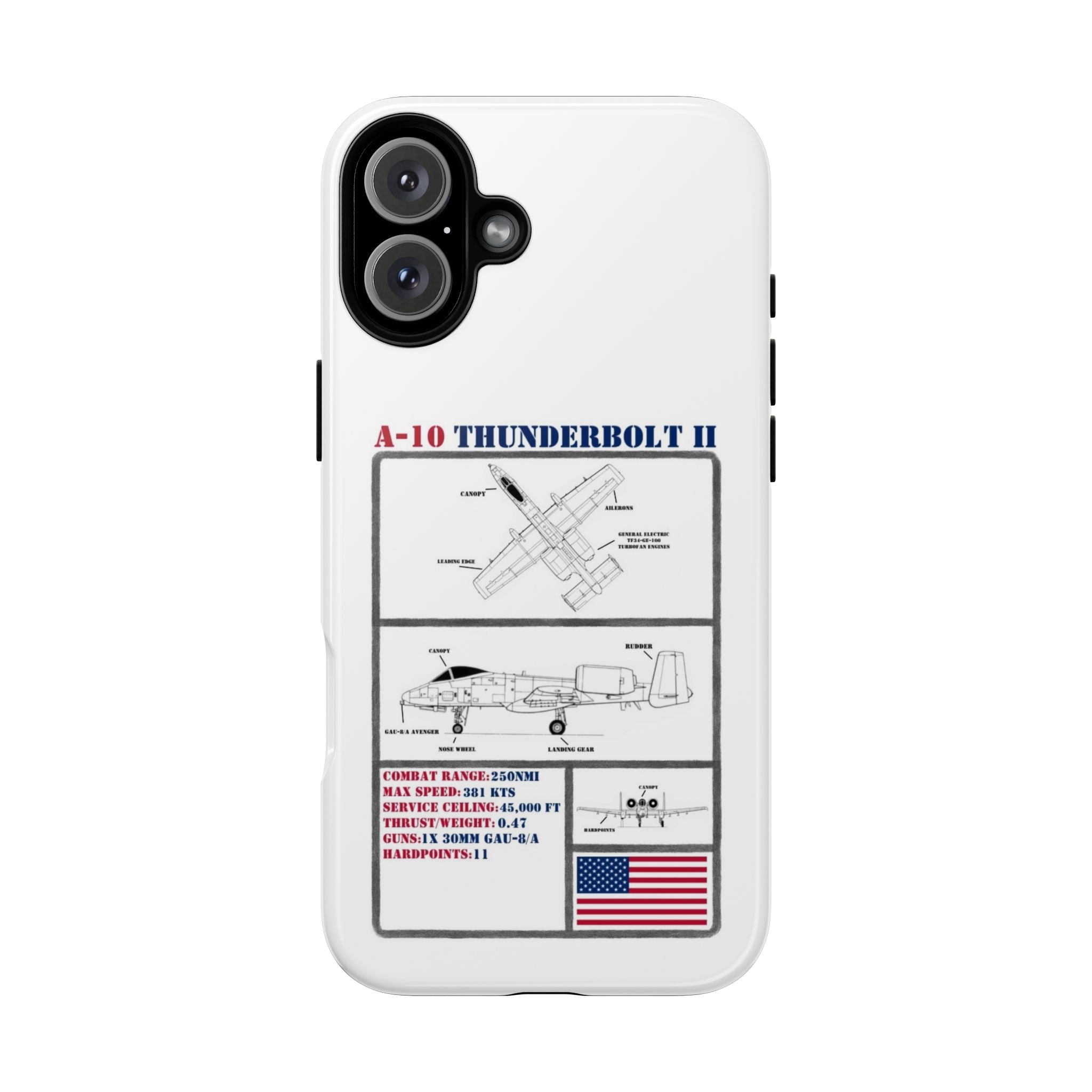 A-10 Thunderbolt Schematic edition phone case (USAF Colour-Way)