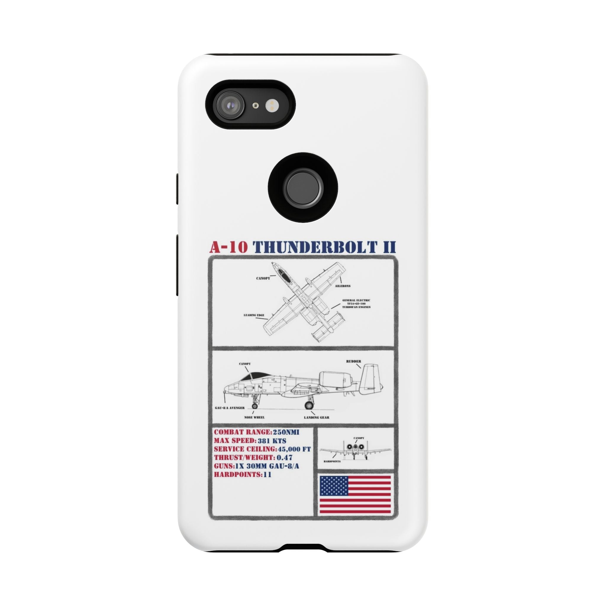 A-10 Thunderbolt Schematic edition phone case (USAF Colour-Way)