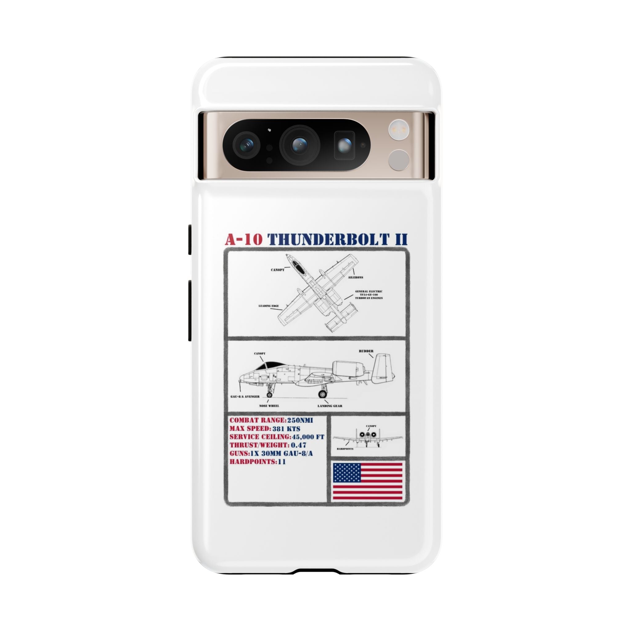 A-10 Thunderbolt Schematic edition phone case (USAF Colour-Way)
