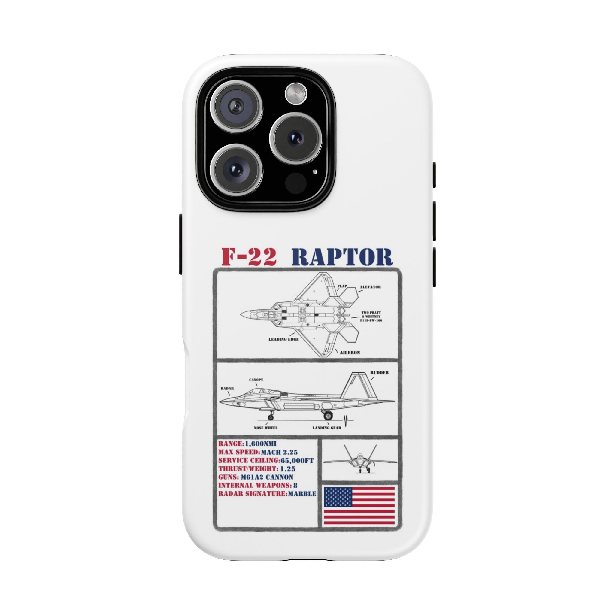 F-22 Raptor Schematic edition phone case (USAF Colour-Way)