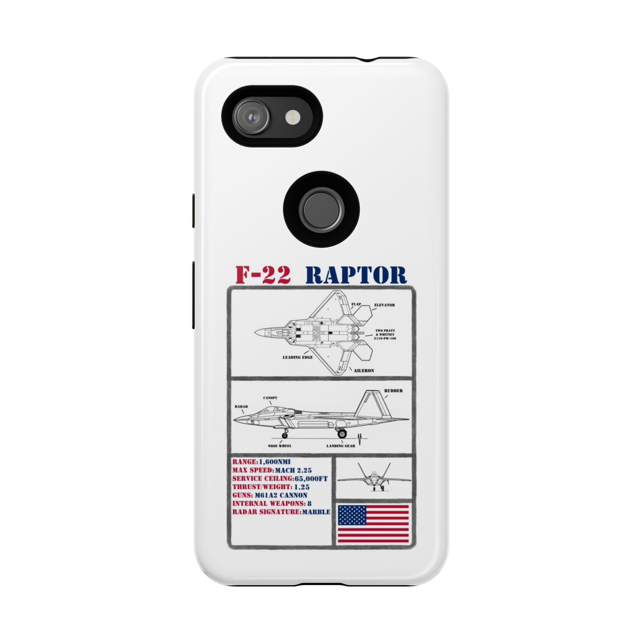 F-22 Raptor Schematic edition phone case (USAF Colour-Way)