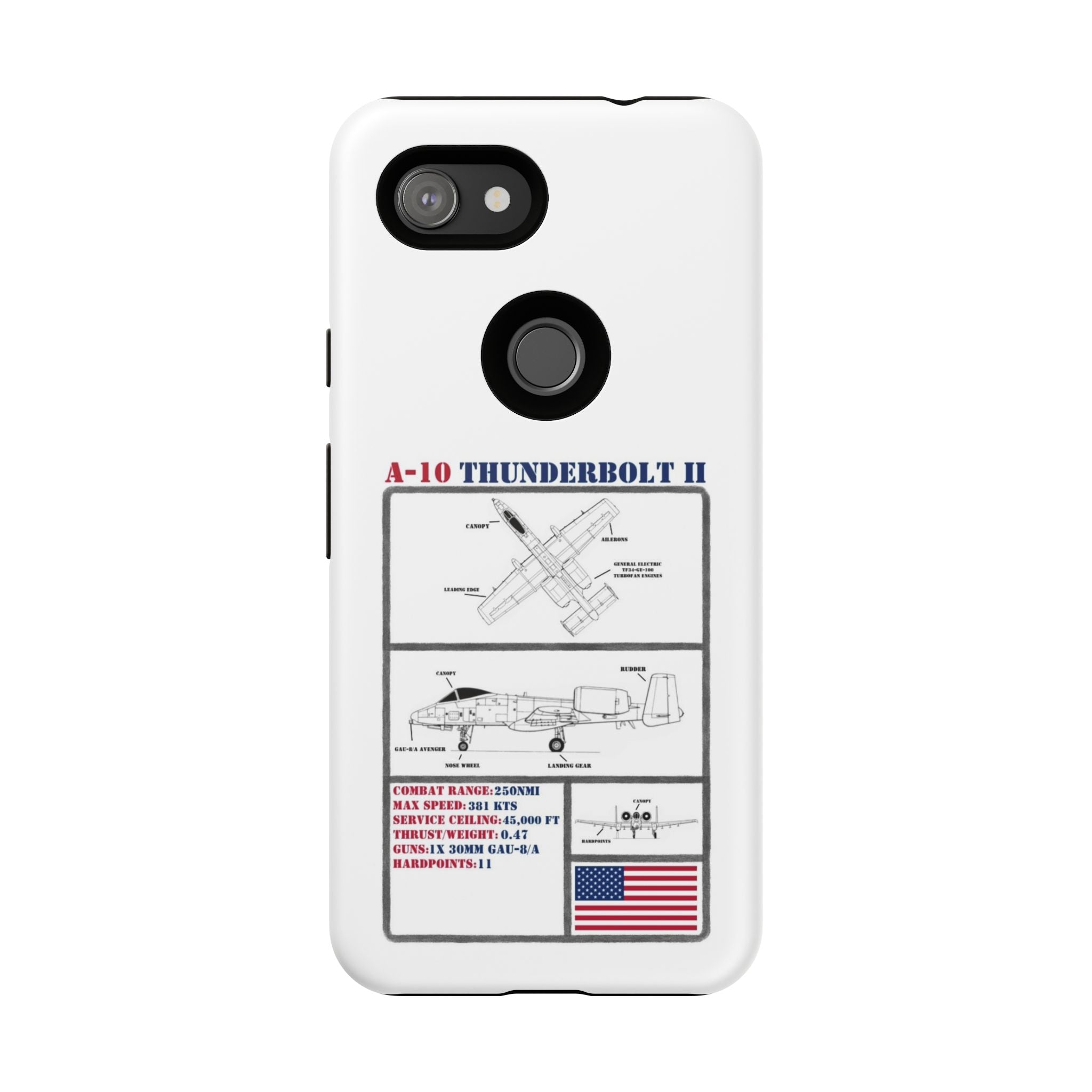A-10 Thunderbolt Schematic edition phone case (USAF Colour-Way)