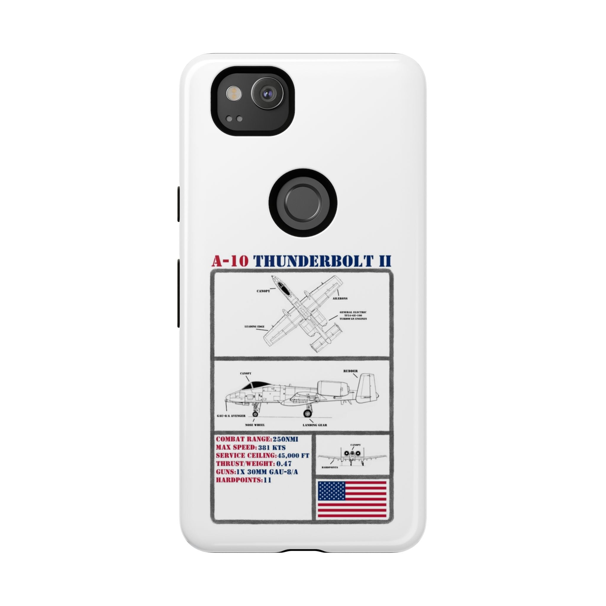 A-10 Thunderbolt Schematic edition phone case (USAF Colour-Way)
