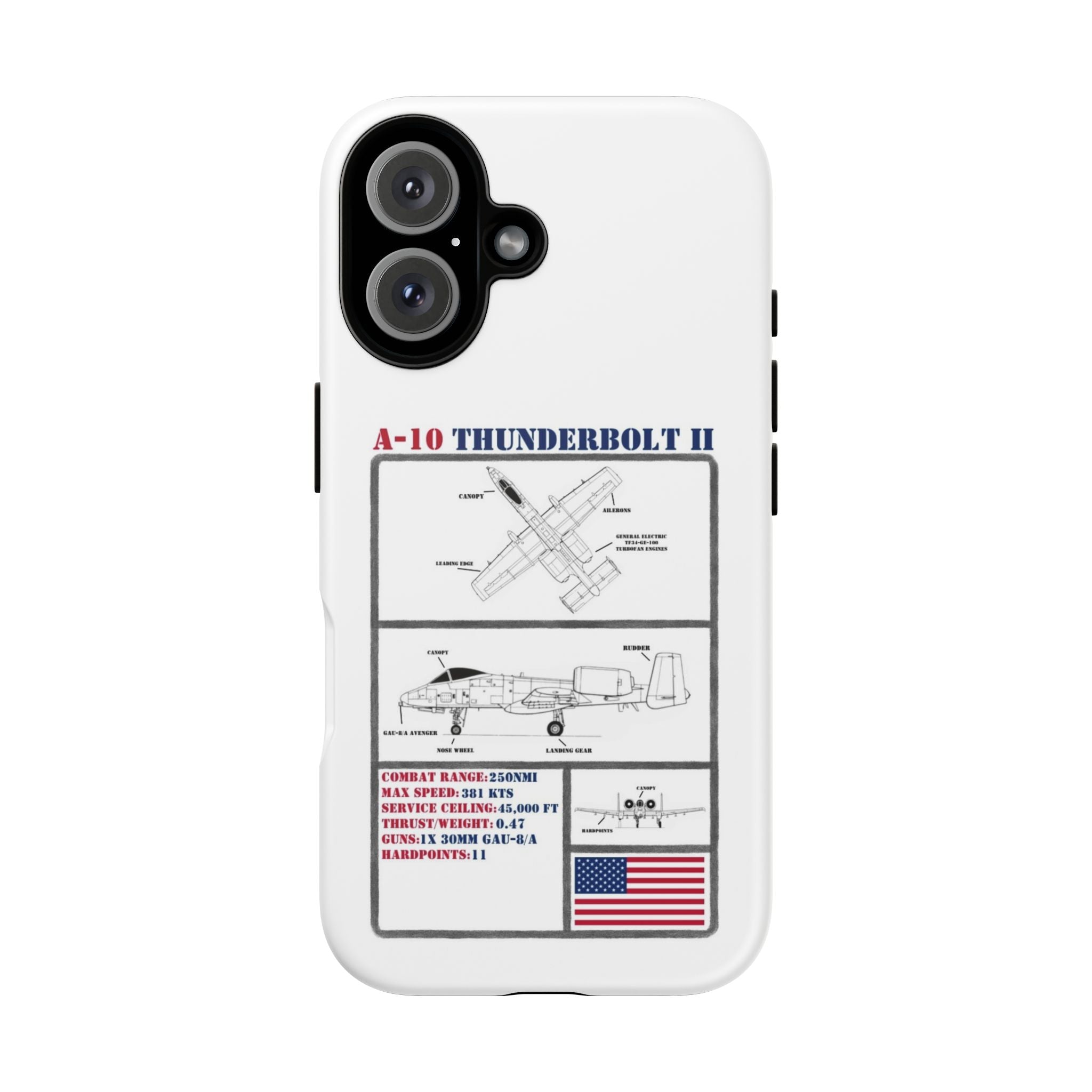 A-10 Thunderbolt Schematic edition phone case (USAF Colour-Way)
