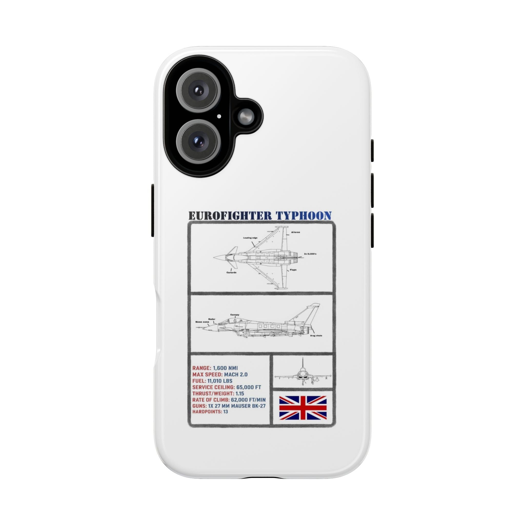 Eurofighter typhoon Schematic edition phone case (RAF Colour-Way)