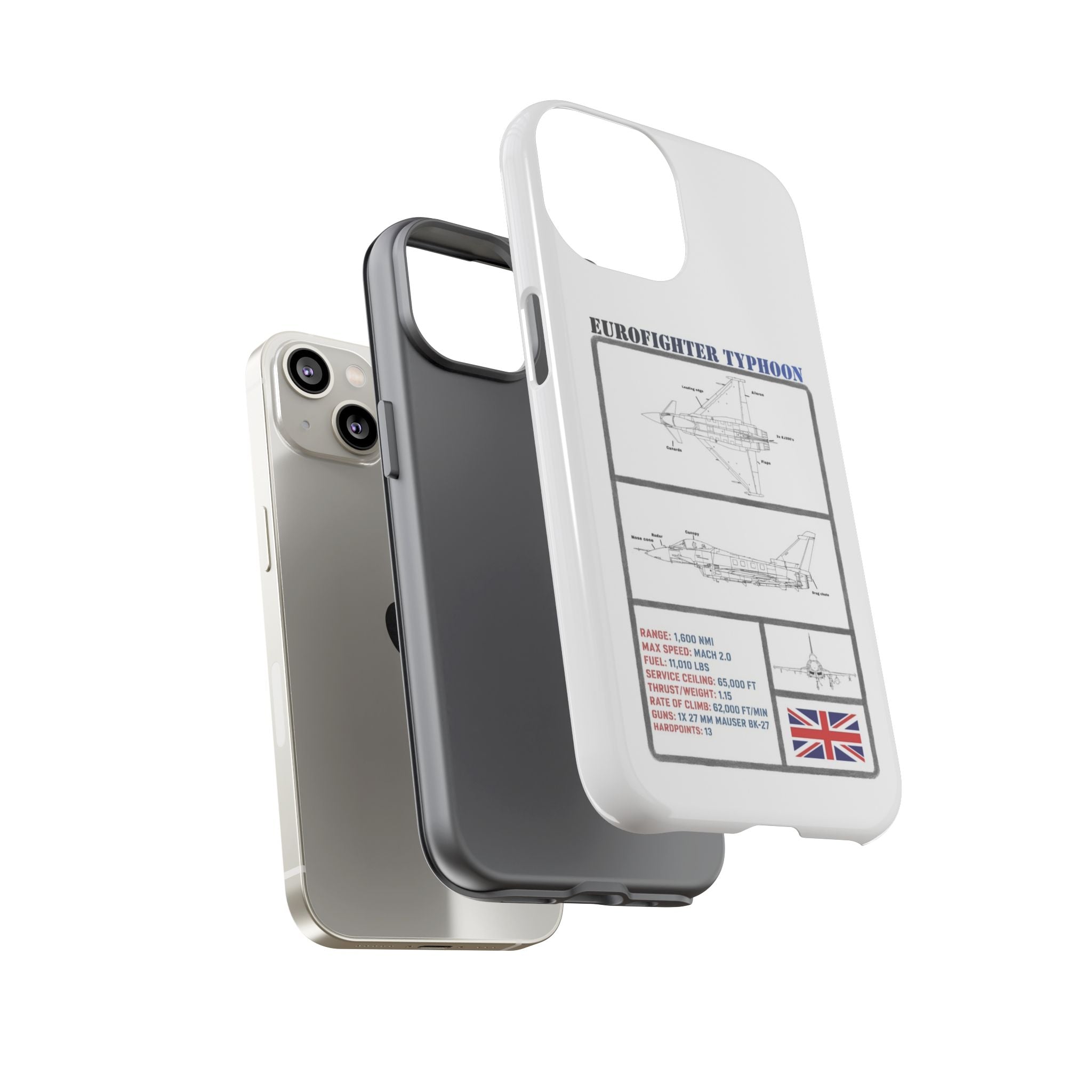 Eurofighter typhoon Schematic edition phone case (RAF Colour-Way)