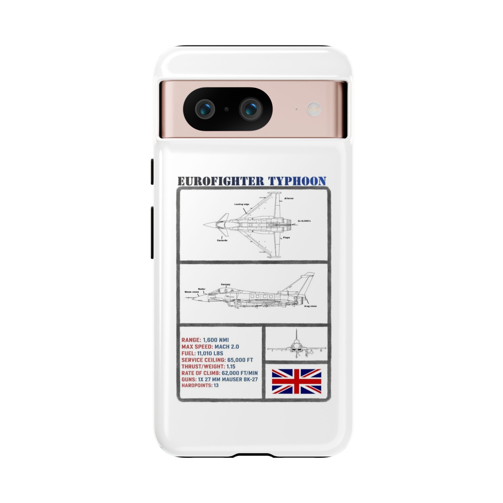 Eurofighter typhoon Schematic edition phone case (RAF Colour-Way)