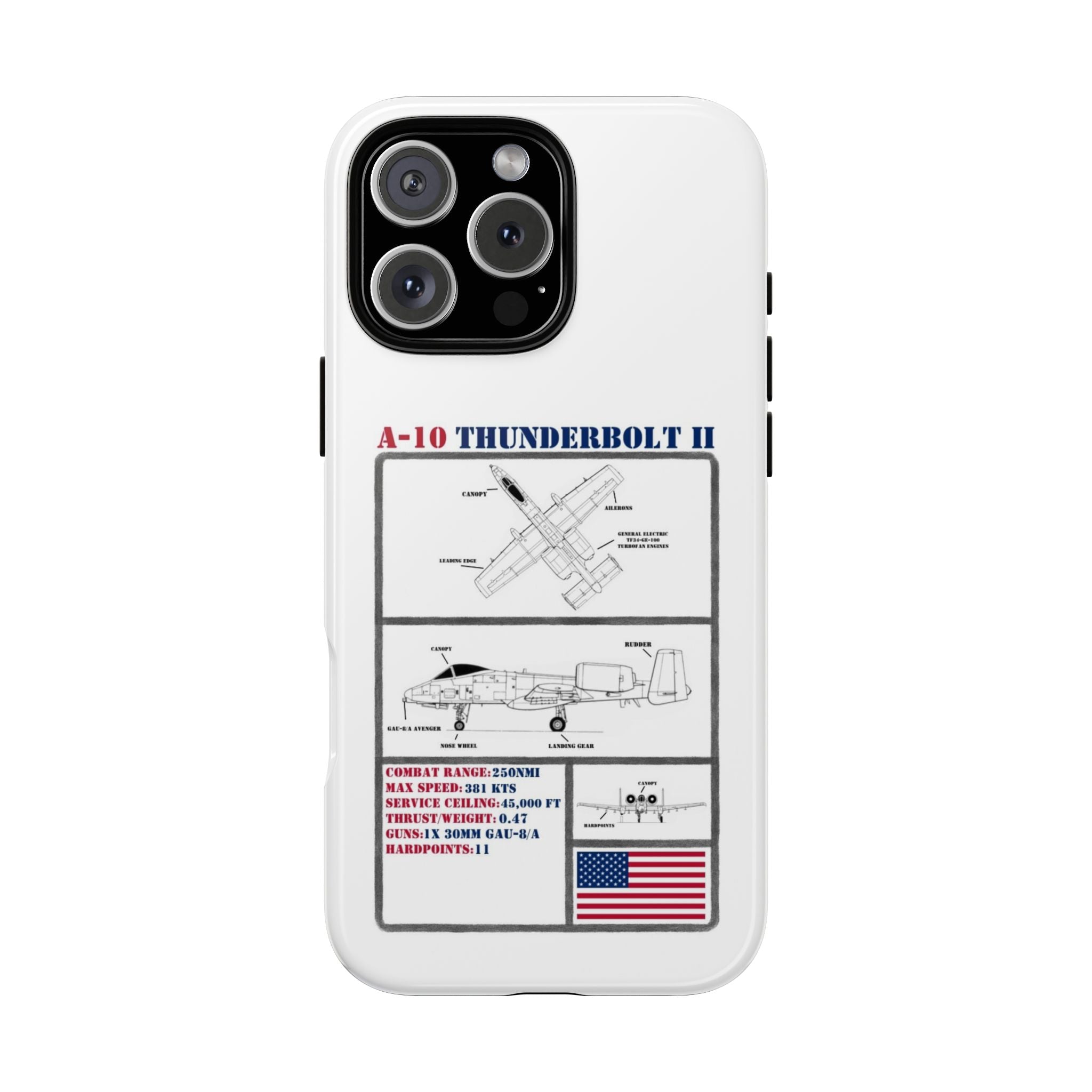 A-10 Thunderbolt Schematic edition phone case (USAF Colour-Way)
