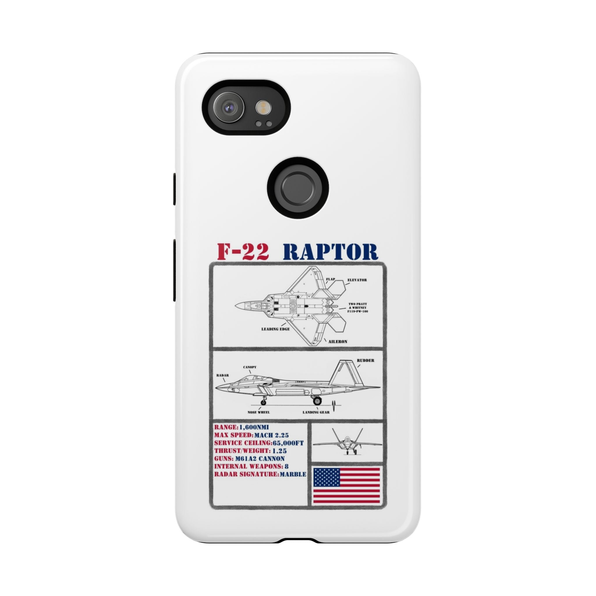F-22 Raptor Schematic edition phone case (USAF Colour-Way)