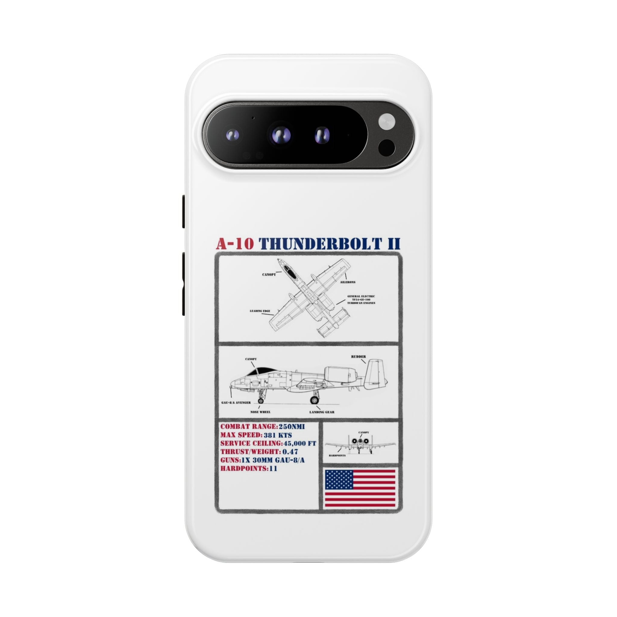 A-10 Thunderbolt Schematic edition phone case (USAF Colour-Way)