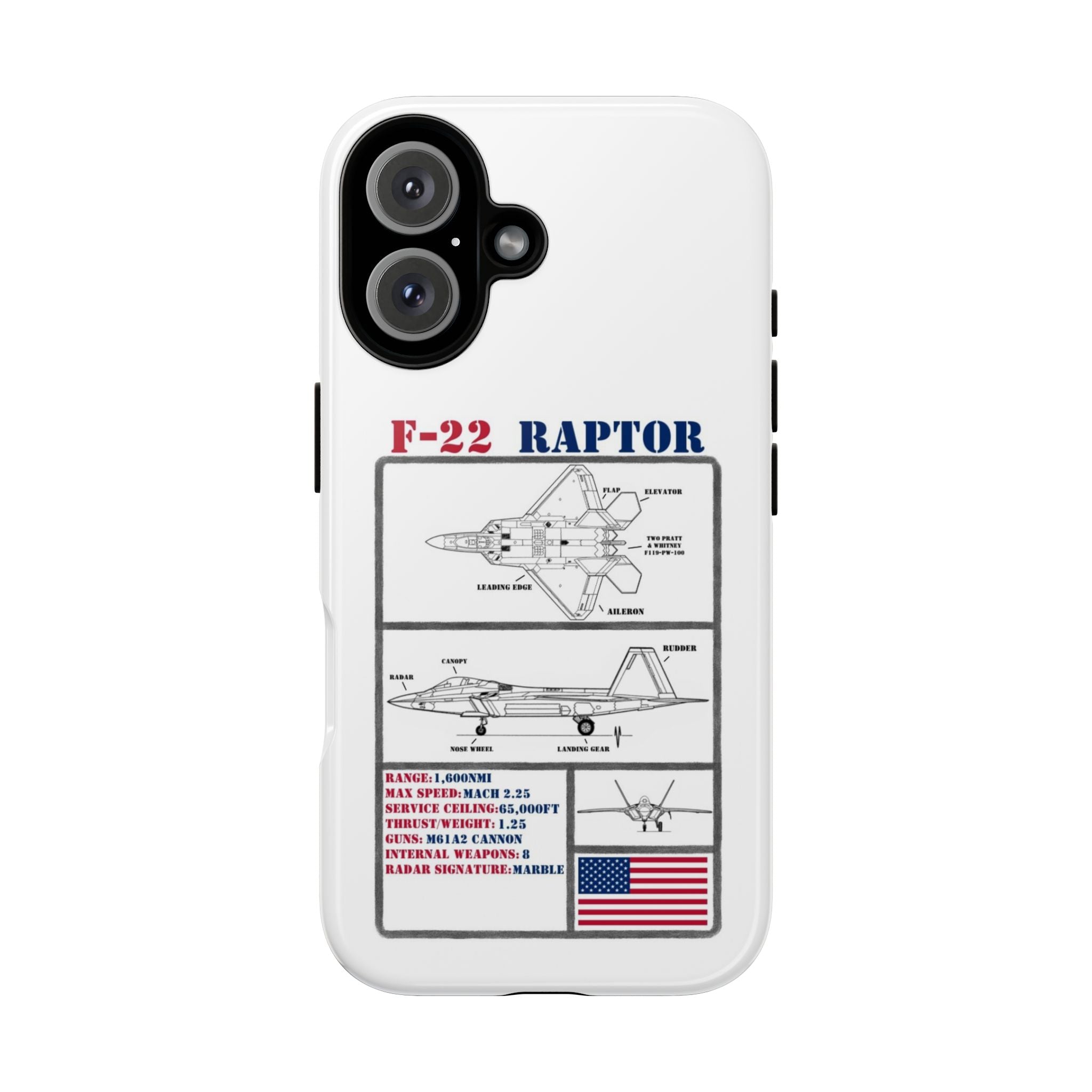 F-22 Raptor Schematic edition phone case (USAF Colour-Way)