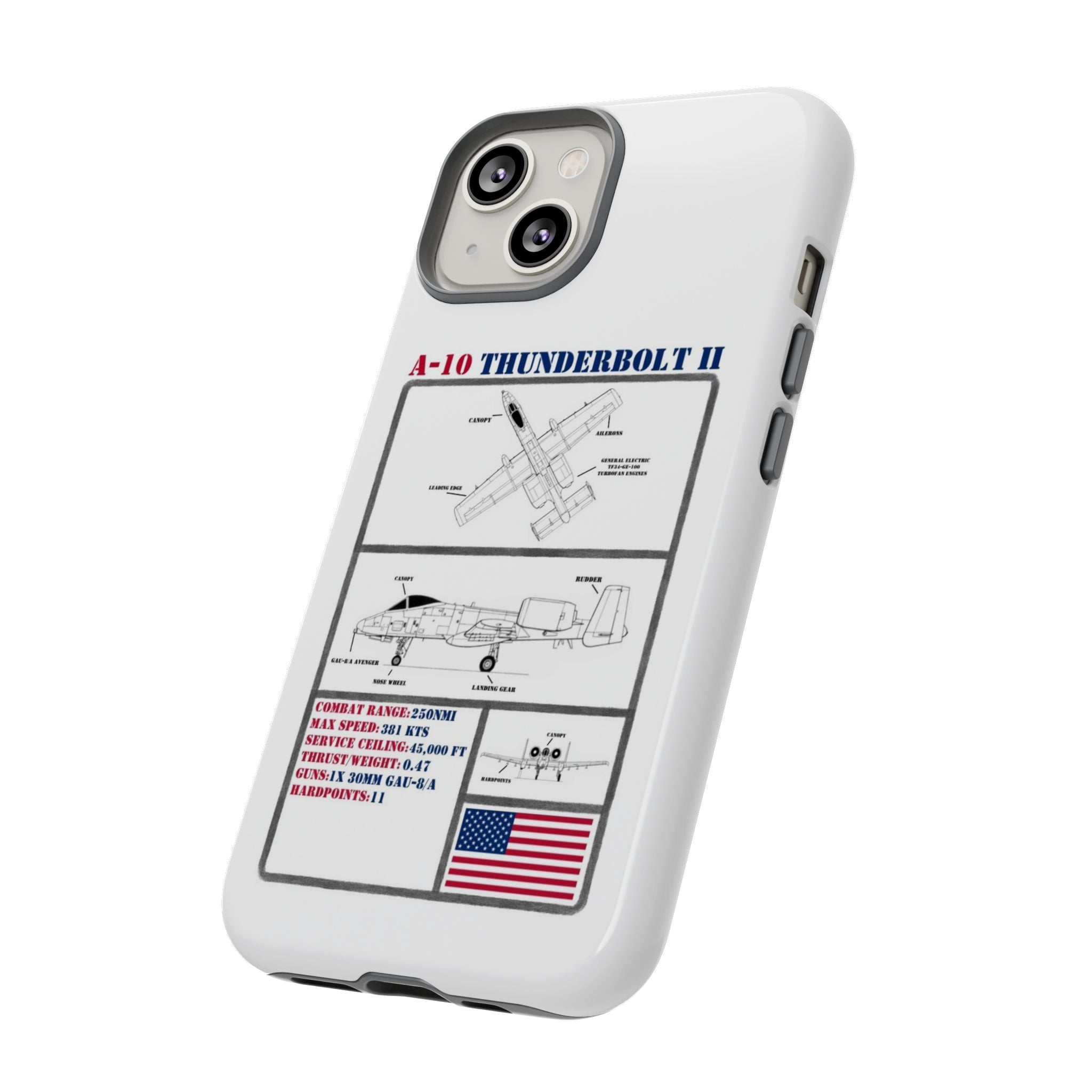 A-10 Thunderbolt Schematic edition phone case (USAF Colour-Way)