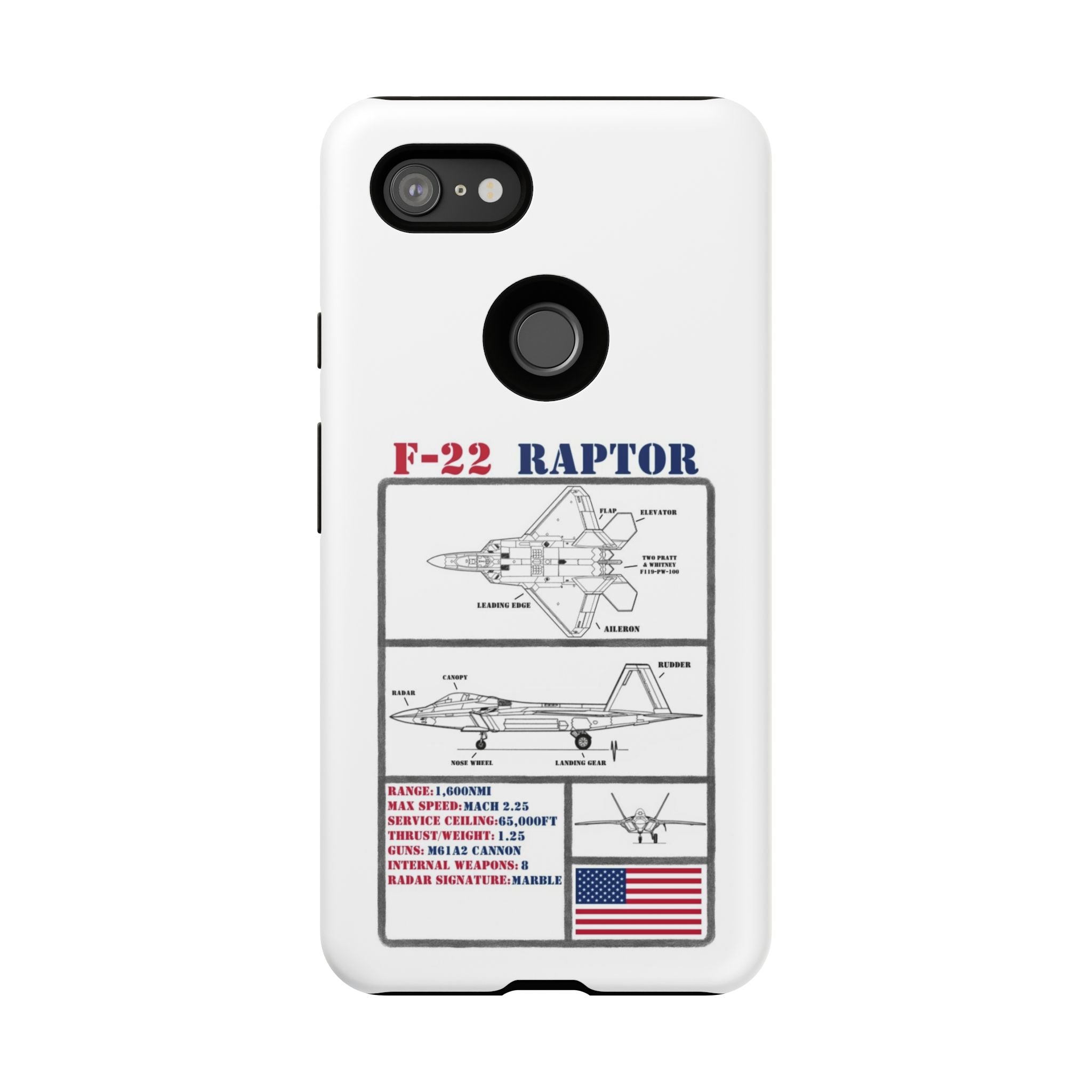 F-22 Raptor Schematic edition phone case (USAF Colour-Way)