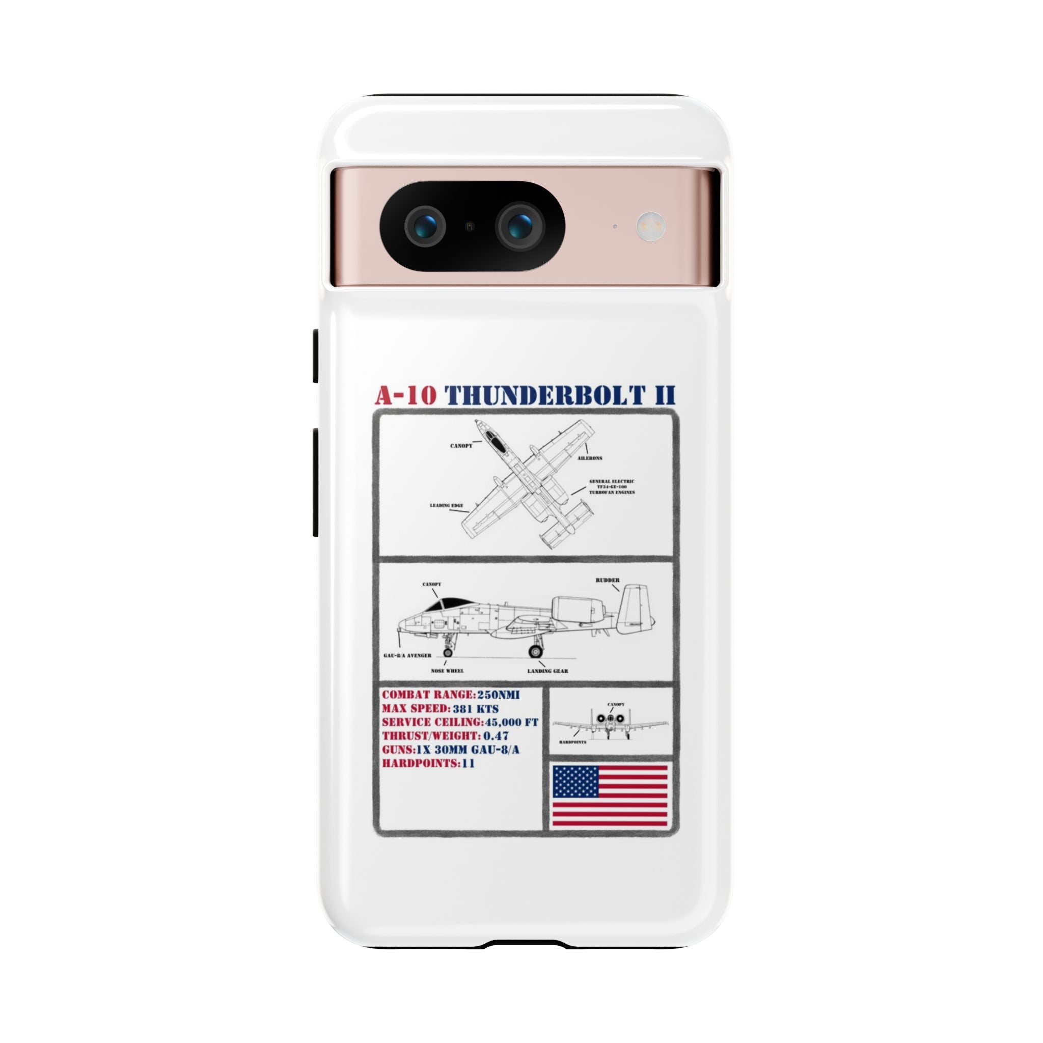 A-10 Thunderbolt Schematic edition phone case (USAF Colour-Way)
