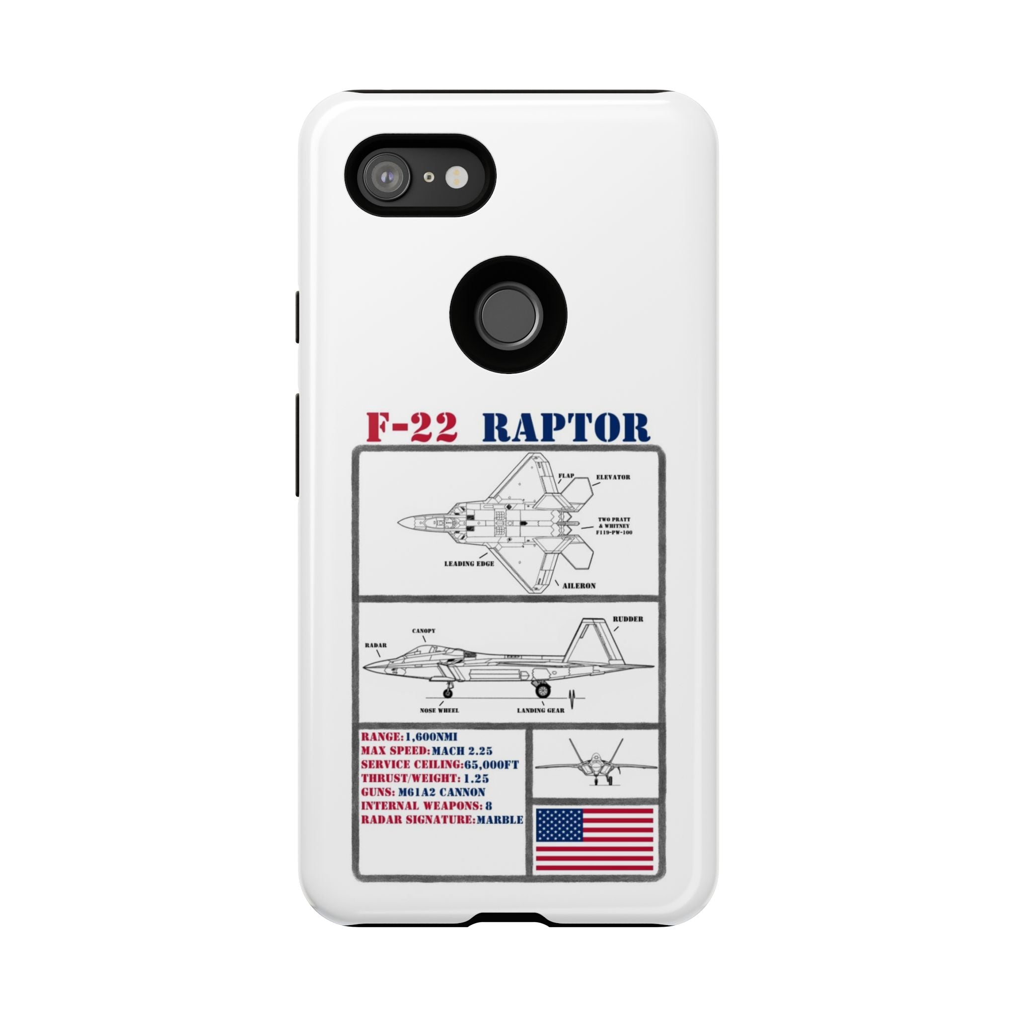F-22 Raptor Schematic edition phone case (USAF Colour-Way)