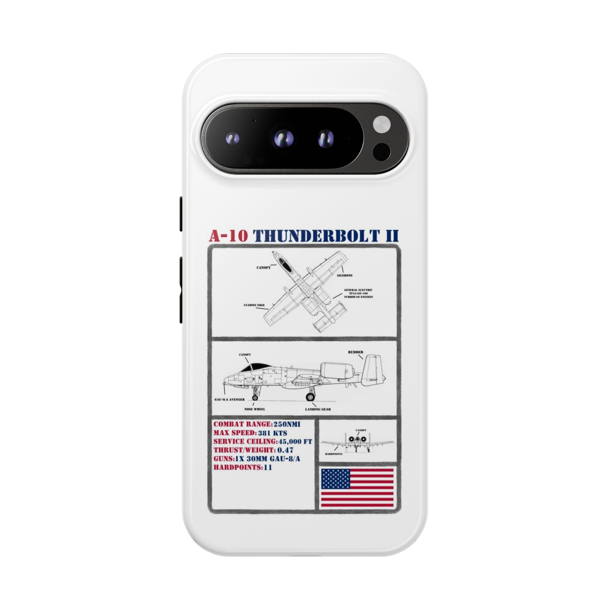 A-10 Thunderbolt Schematic edition phone case (USAF Colour-Way)