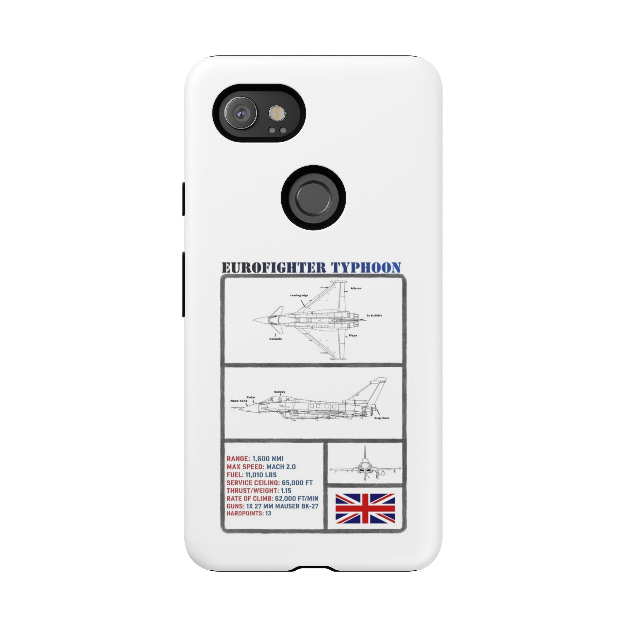 Eurofighter typhoon Schematic edition phone case (RAF Colour-Way)